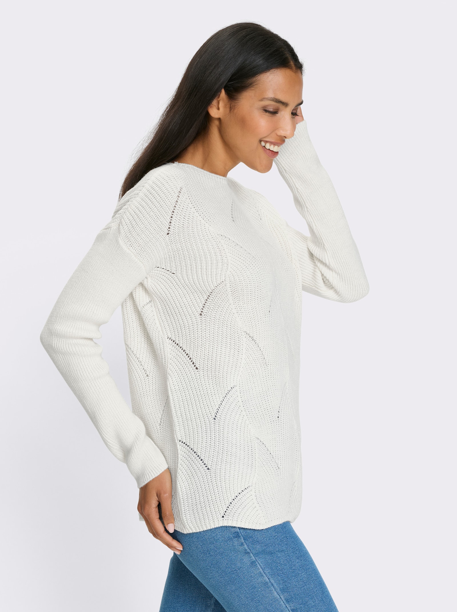 Pullover met boothals - ecru