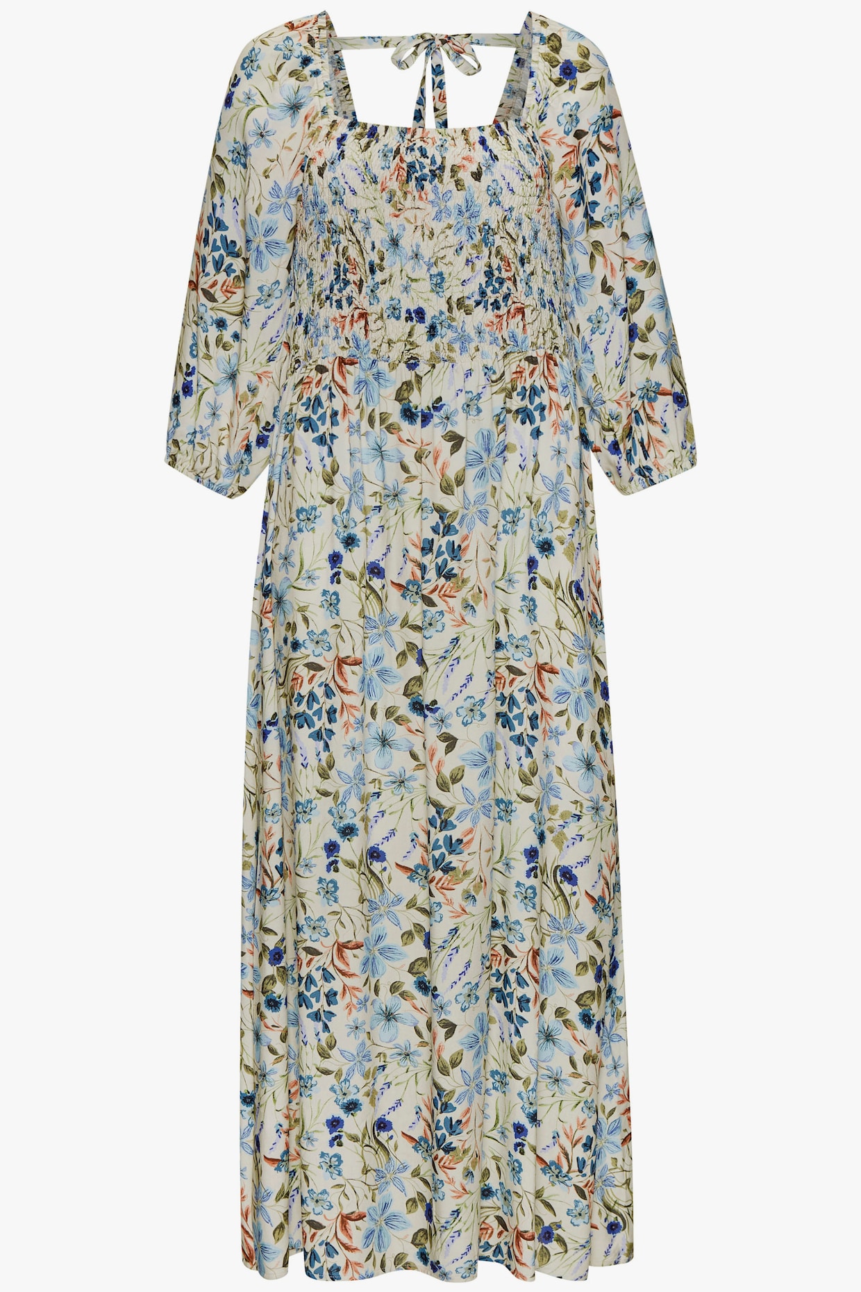 Buffalo Maxikleid - creme-blau bedruckt