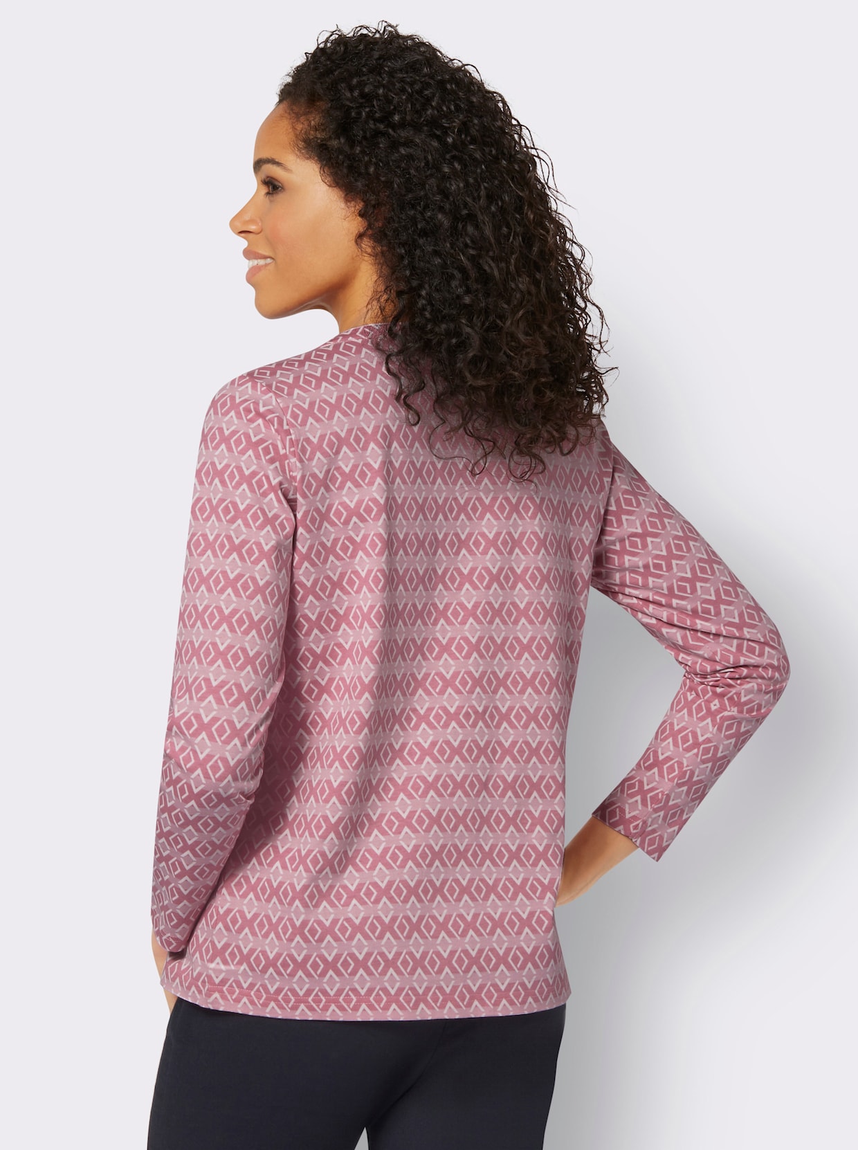 Shirt met lange mouwen - oudroze/ecru bedrukt