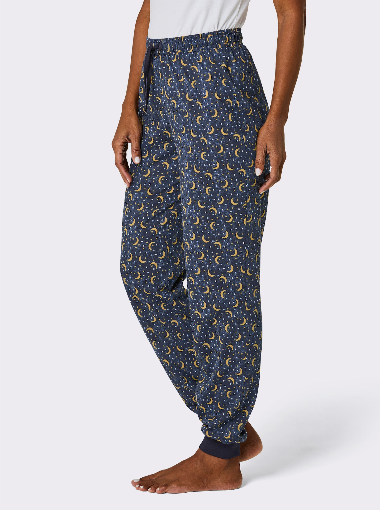wäschepur Schlafanzug-Hose - marine-ocker-bedruckt