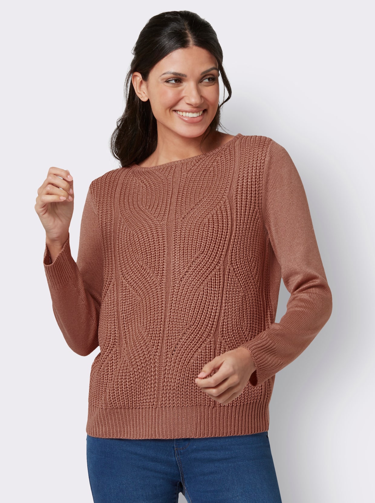 Pletený svetr - růžové dřevo