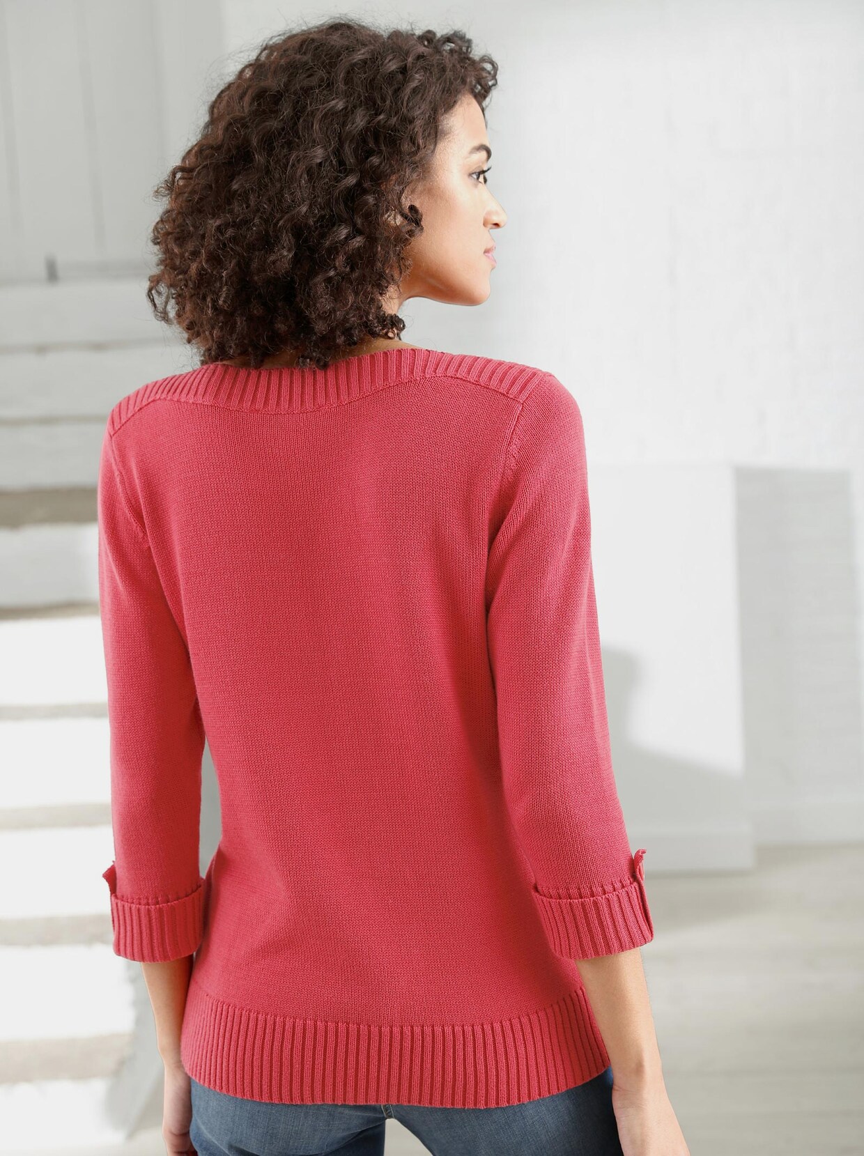 Pull à manches 3/4 - rouge corail