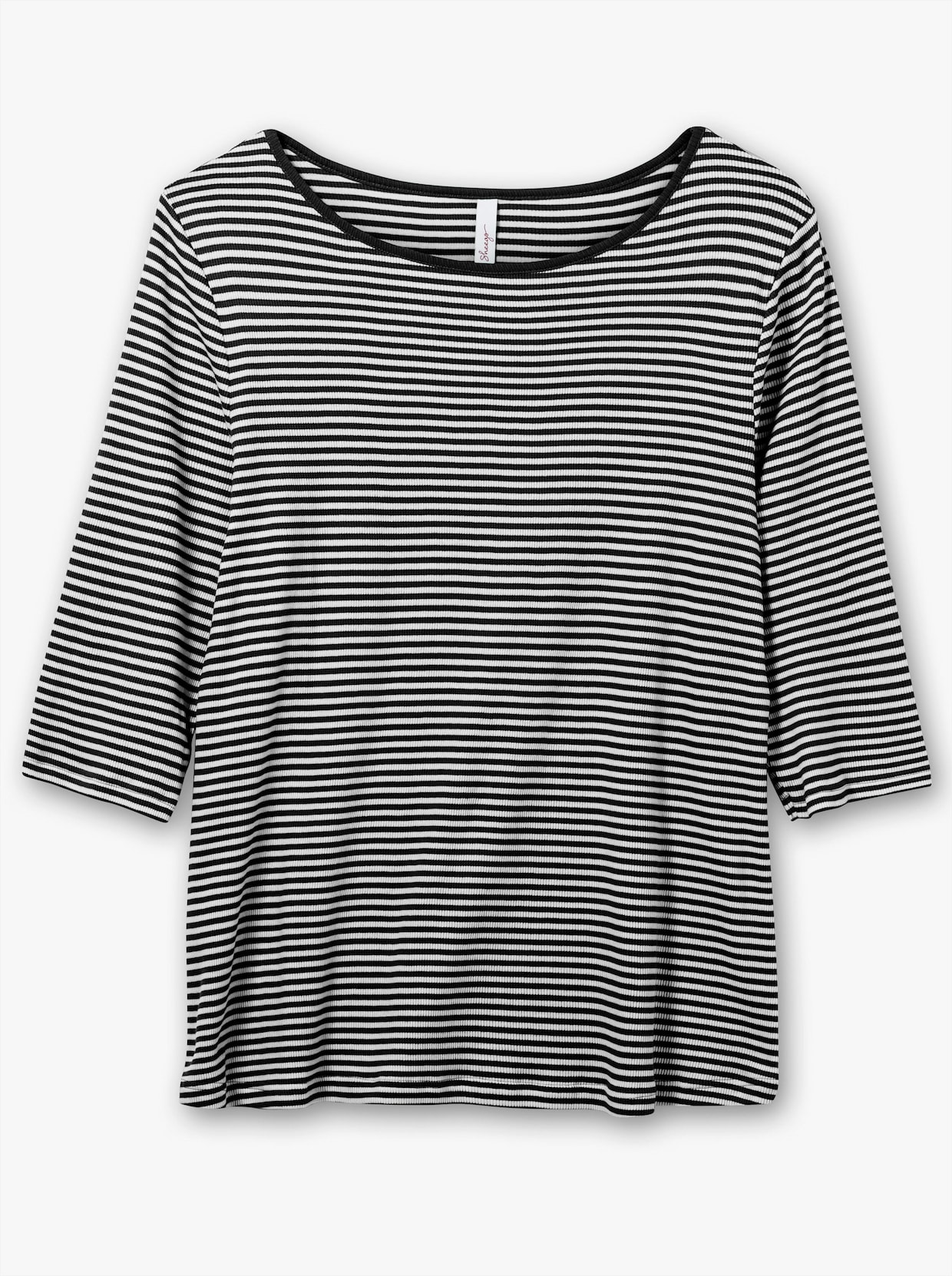 sheego Ringelshirt mit 3/4-Arm - schwarz