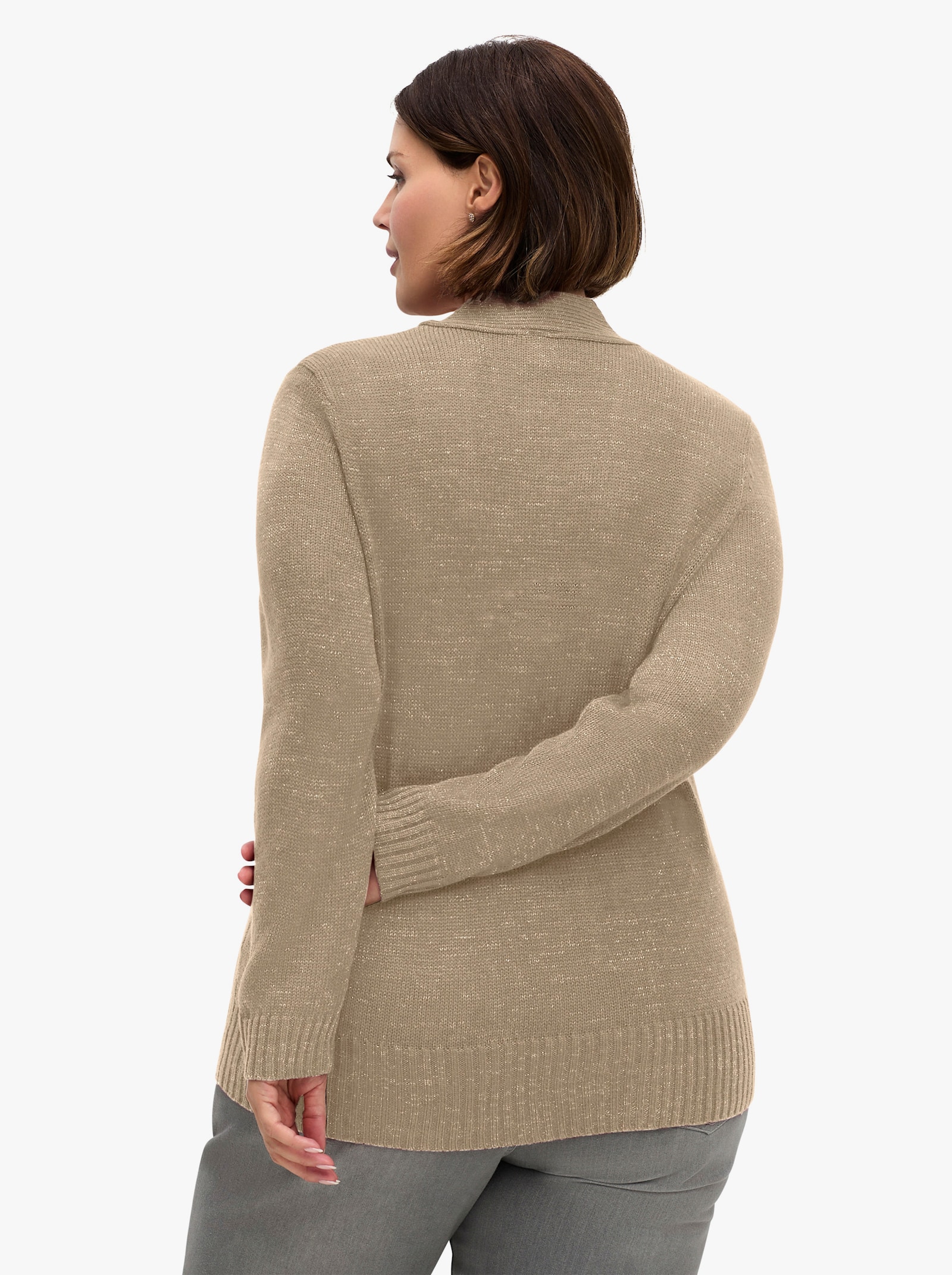 2-in-1-Pullover mit Schalkragen-Optik - goldfarben-meliert