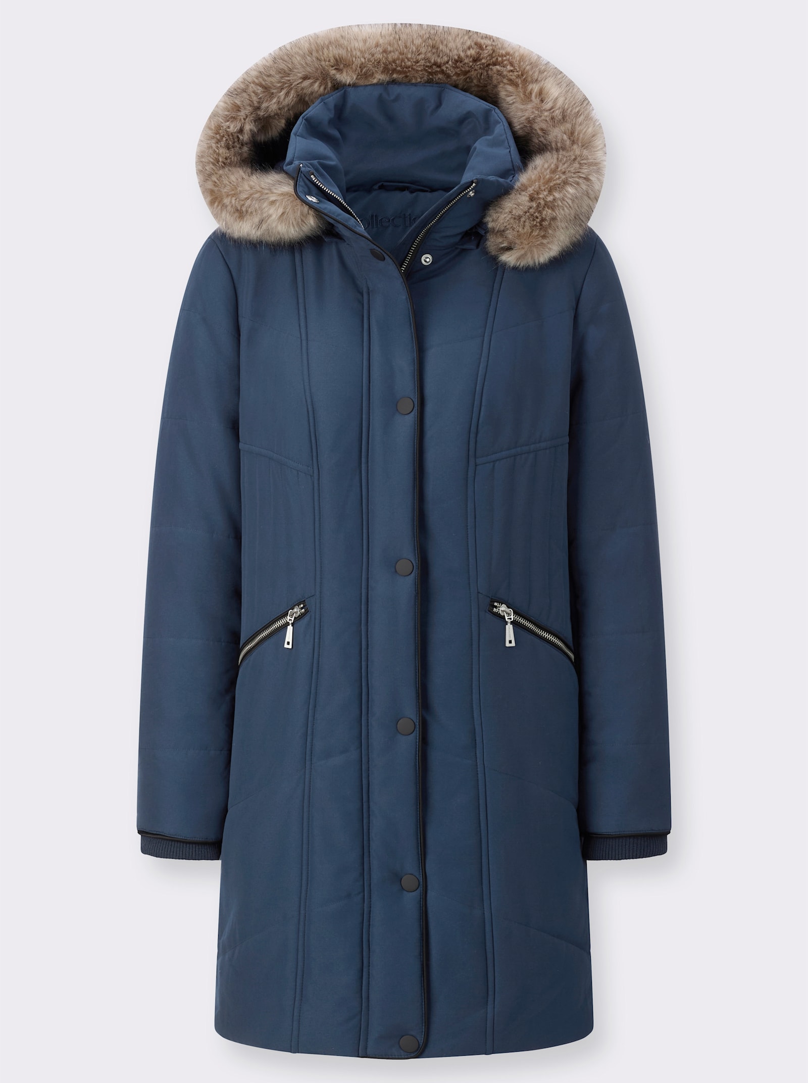 Steppjacke mit abnehmbarer Kapuze - dunkelblau