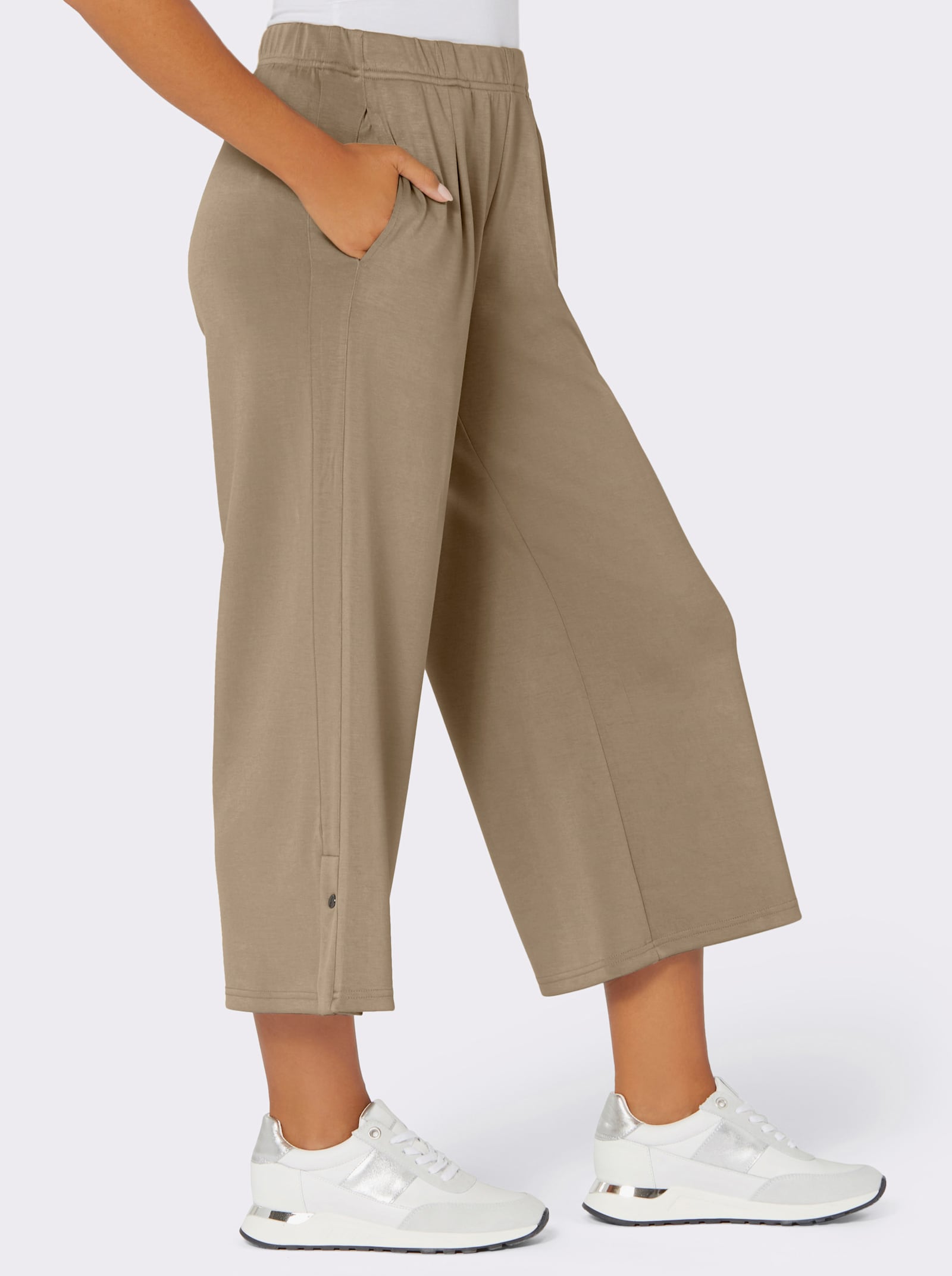 Culotte met hoge zijsplitten - leem