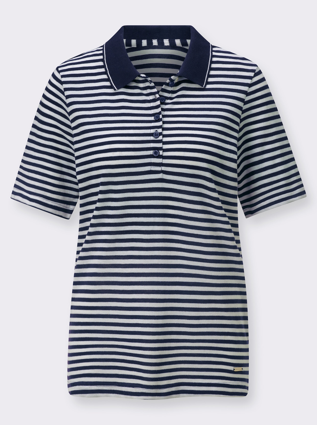 Poloshirt - marine-weiß-geringelt