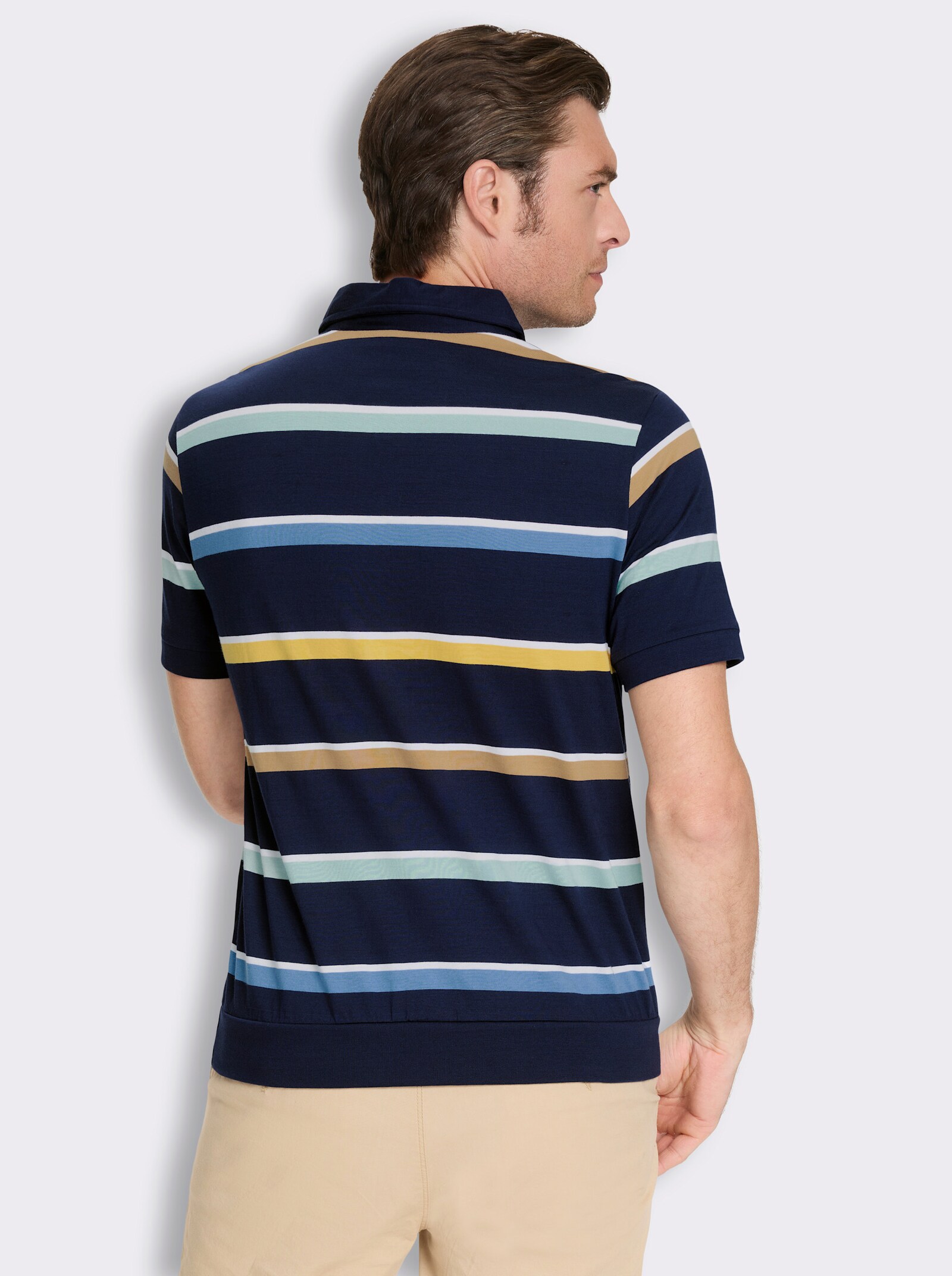 Marco Donati Kurzarmshirt mit garngefärbten Streifen - marine-gestreift
