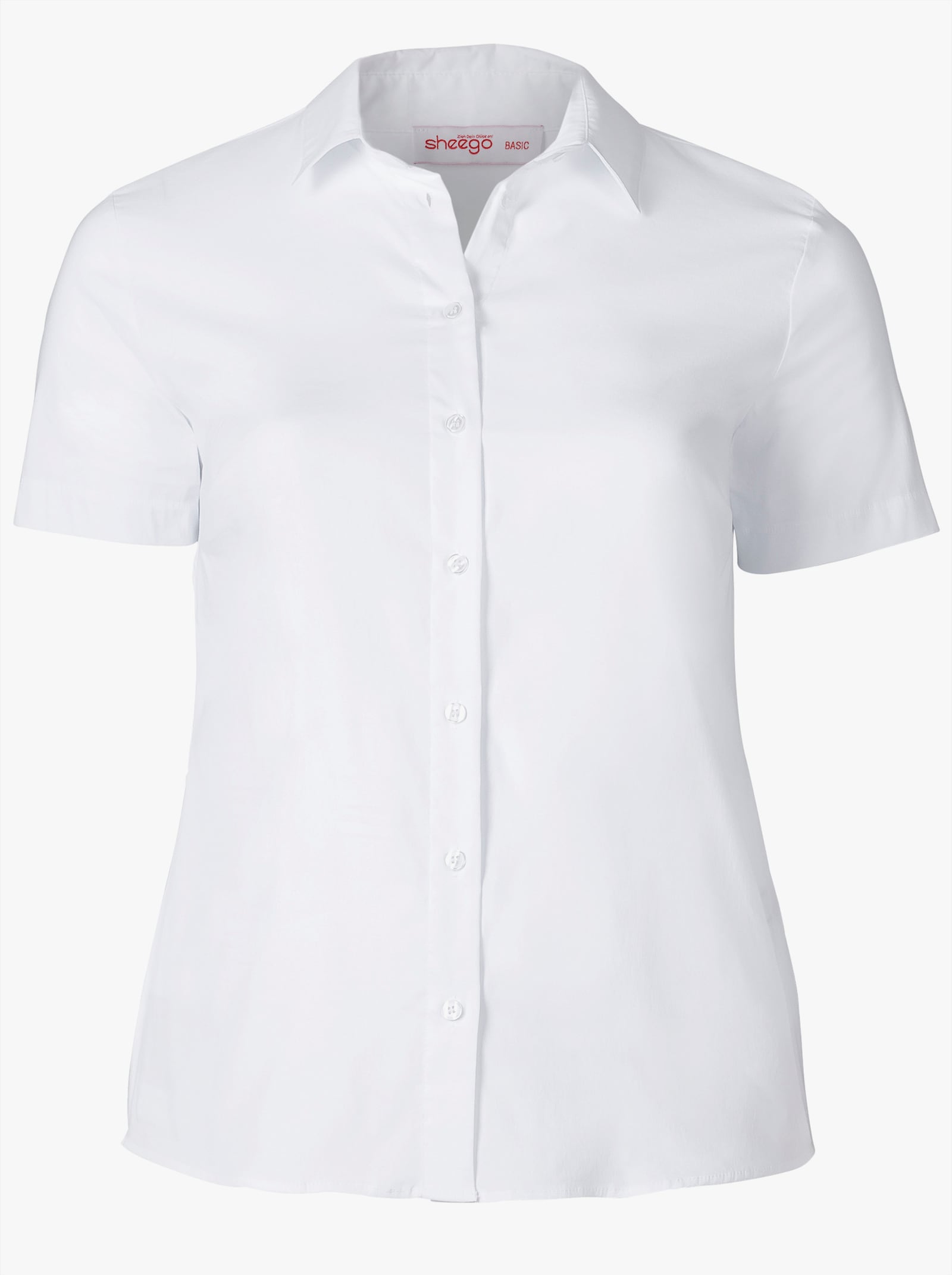 sheego Stretchblouse met korte mouwen, licht getailleerd - wit