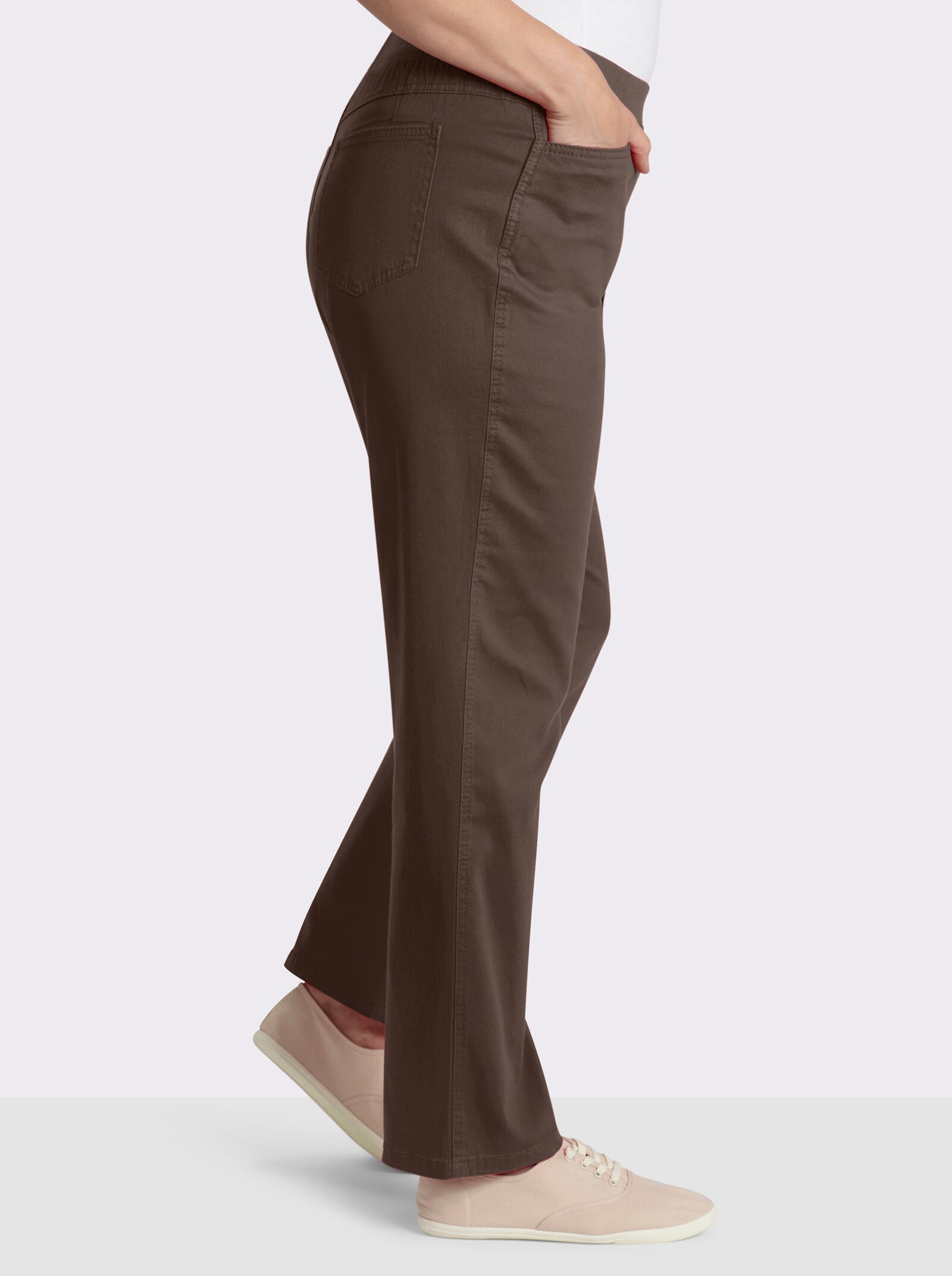 Stretch-Jeans mit Rundum-Dehnbund - taupe