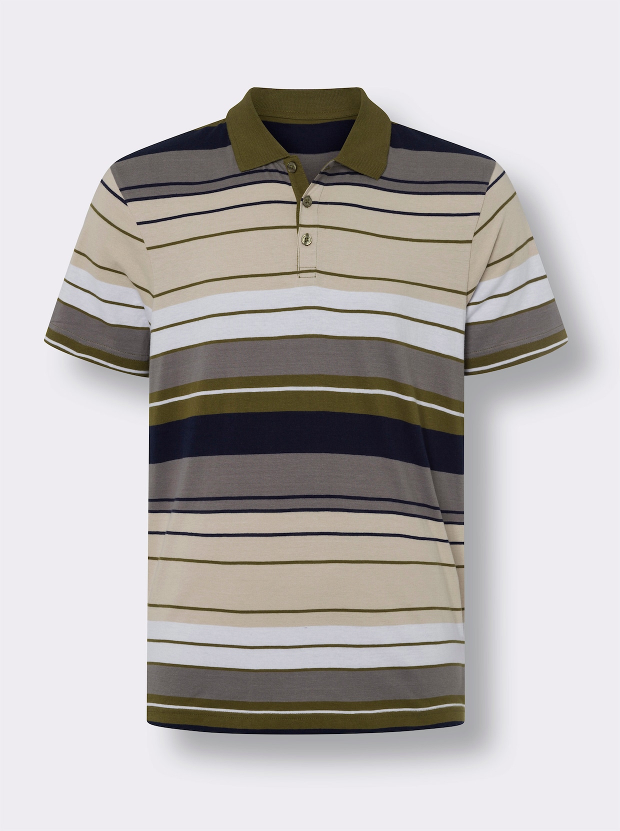 Poloshirt - oliv-sand-geringelt