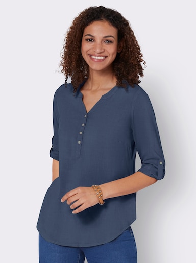 Longline blouse - rookblauw