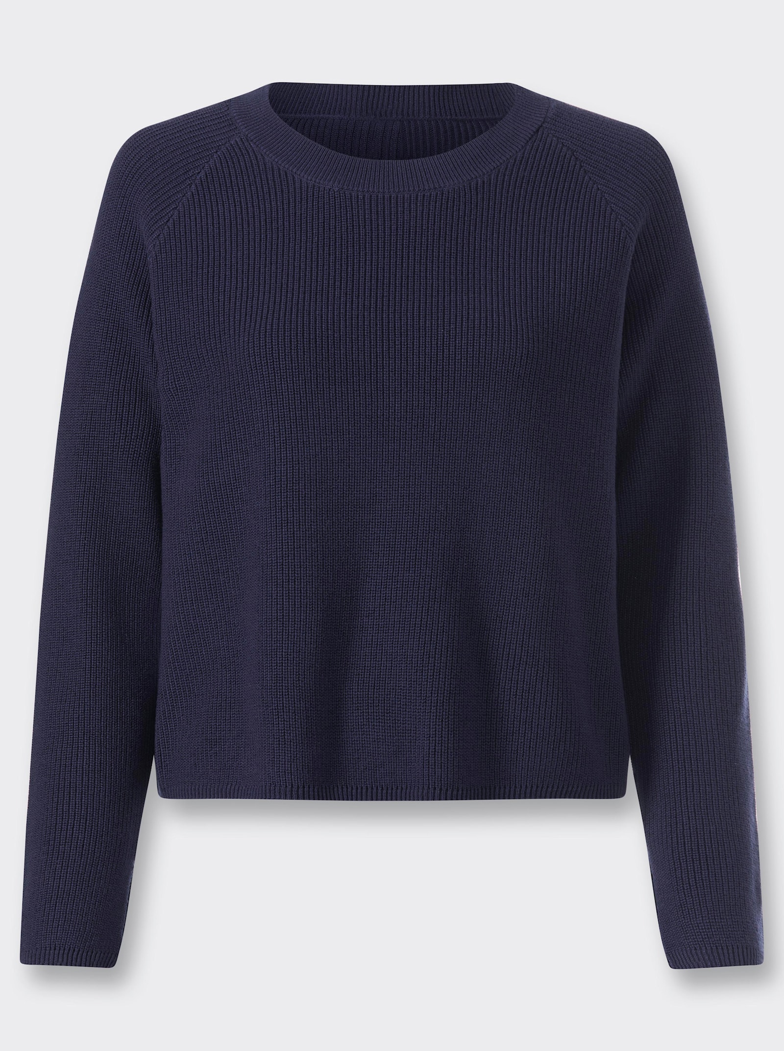 heine Langarm-Pullover mit Perlfang-Strick - marine