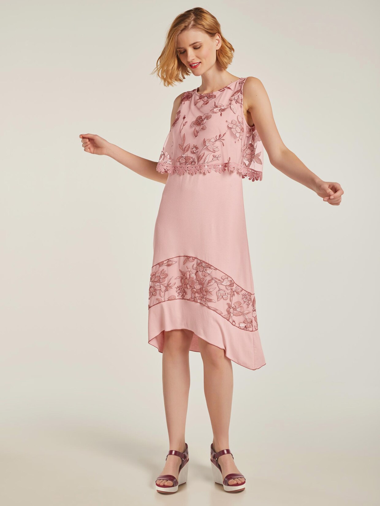 Linea Tesini Jersey-Kleid - softrose