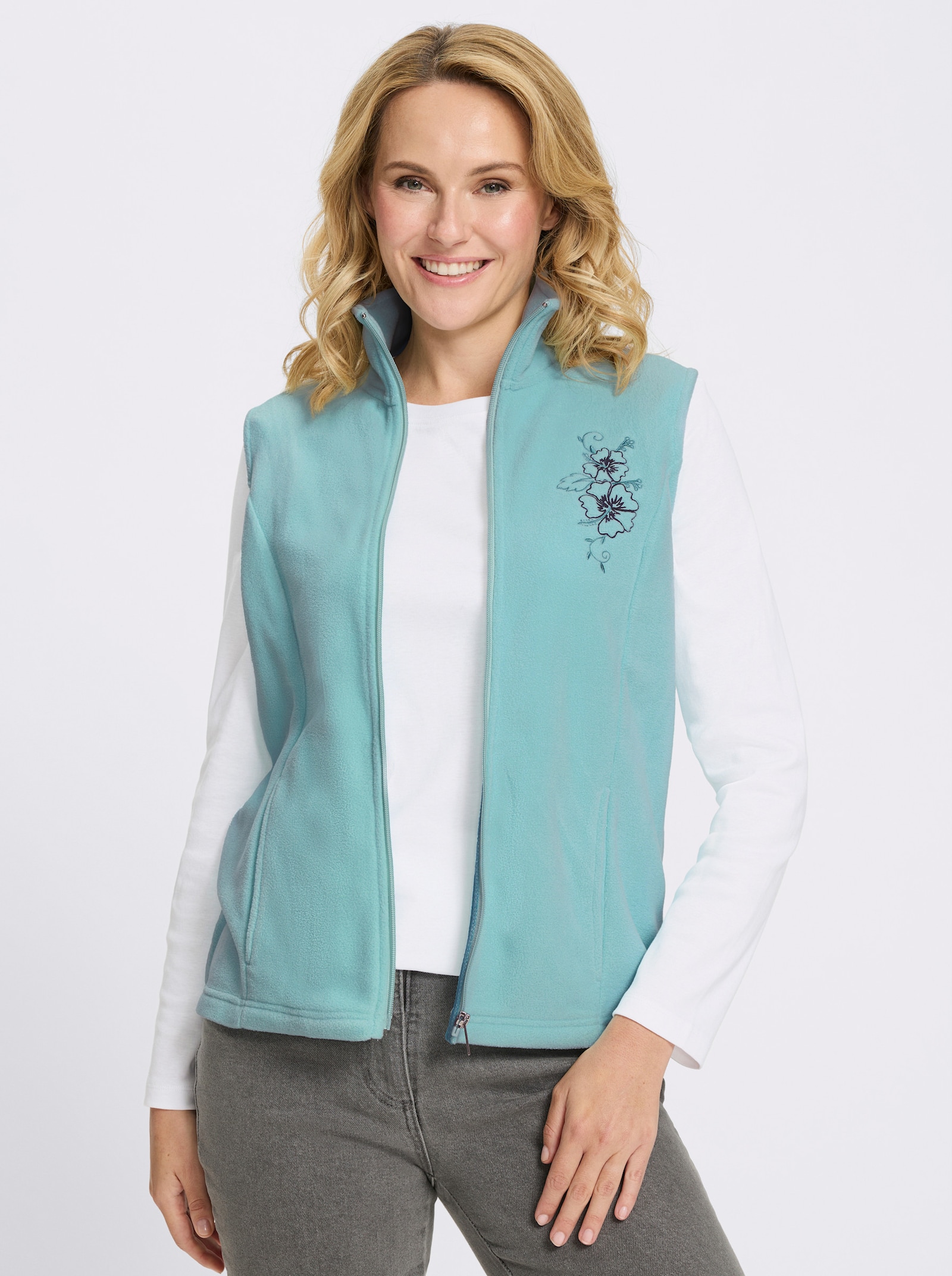 Fleeceweste mit Stickerei - mint