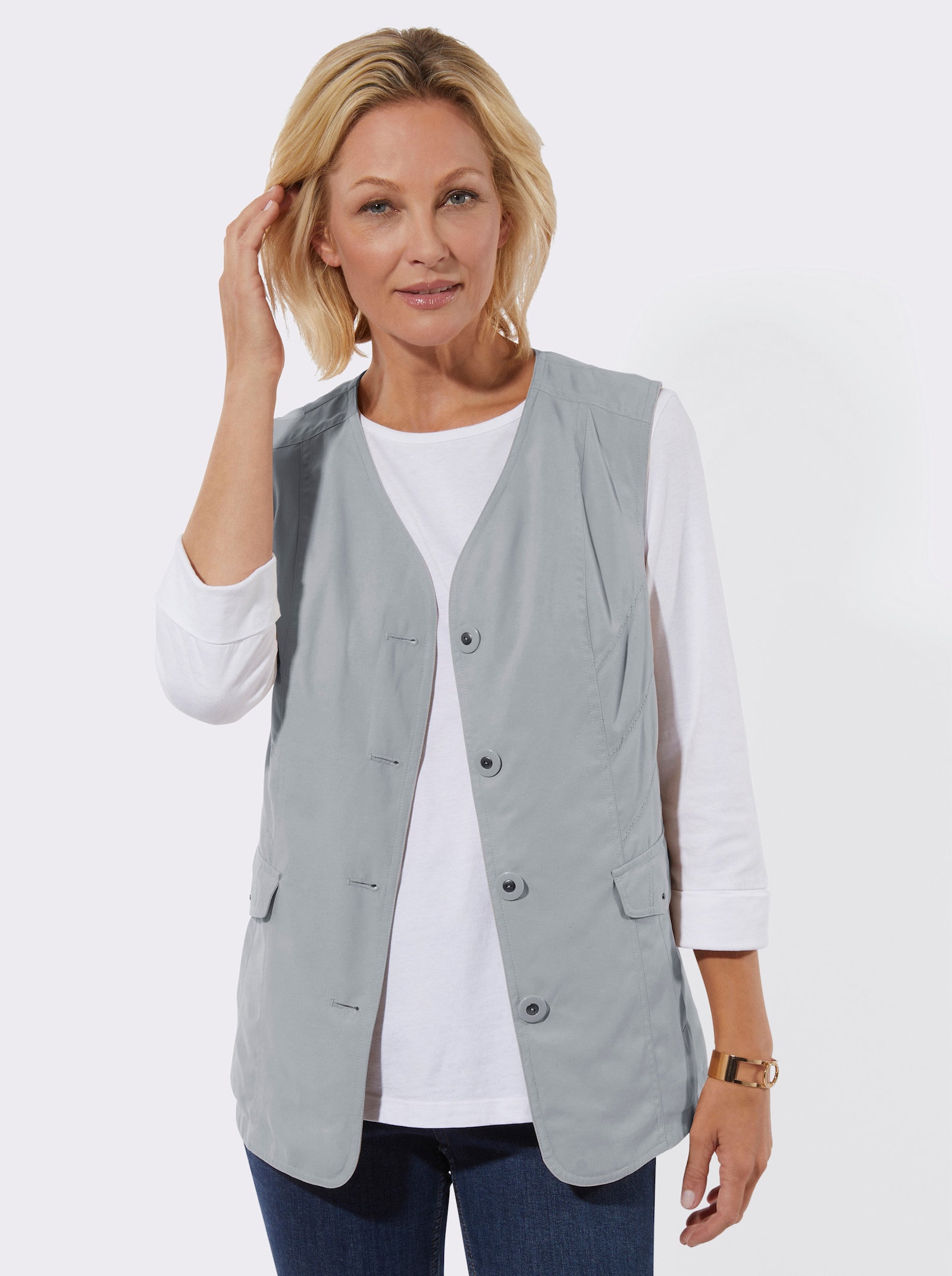 Functioneel gilet van microgaren - steengrijs