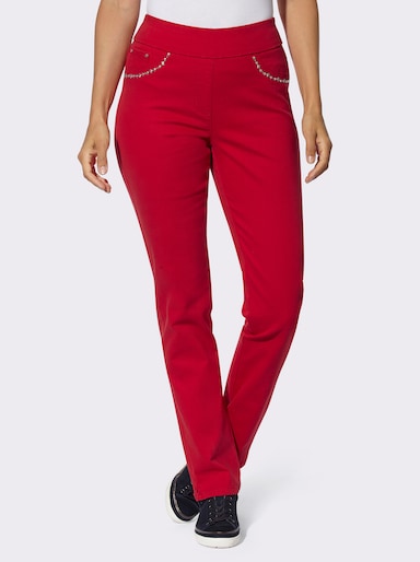 Stretch-Jeans mit vorverlegter Seitennaht - rot