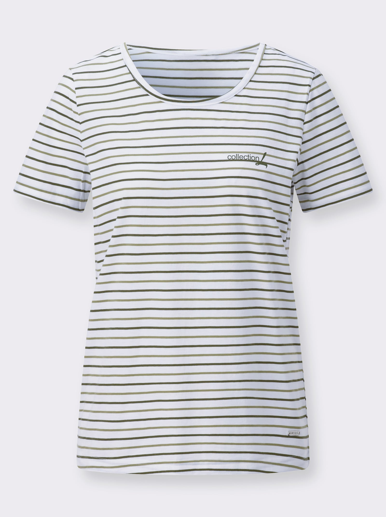 Kurzarmshirt im Streifenmuster - schilf-weiß-geringelt