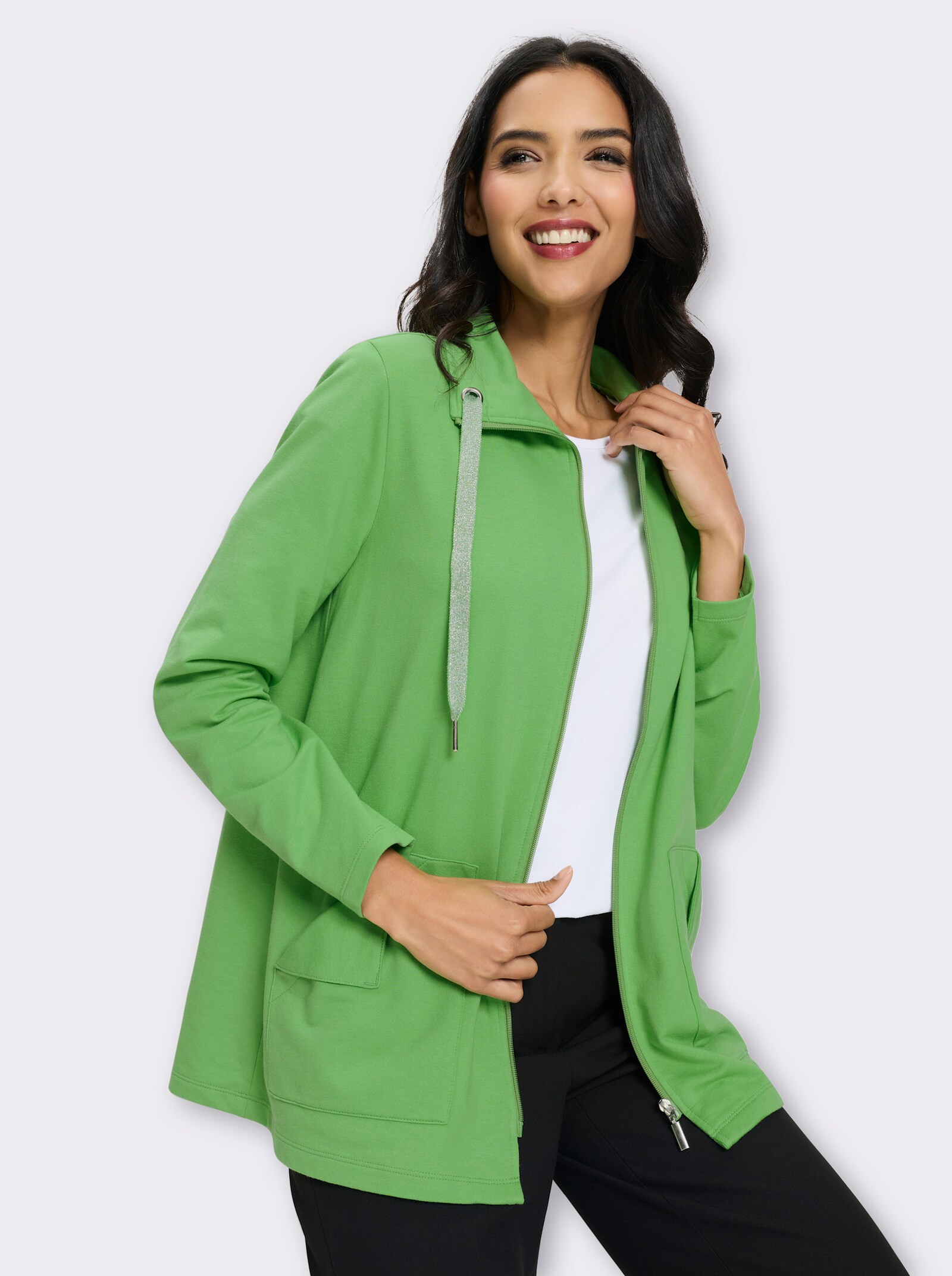 Sweatjacke mit zwei Taschen - apfel