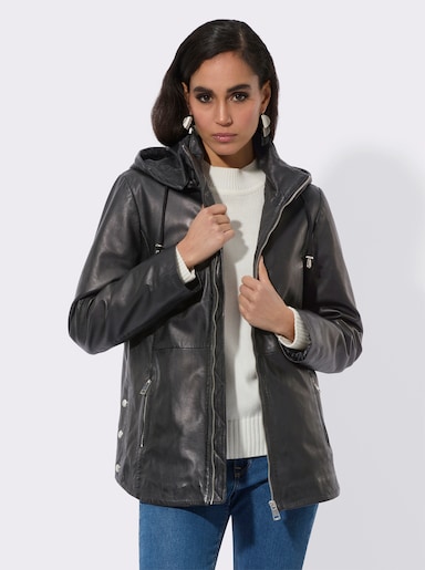 Mainpol Lederjacke mit hochwertigem Viskose-Futter - schwarz