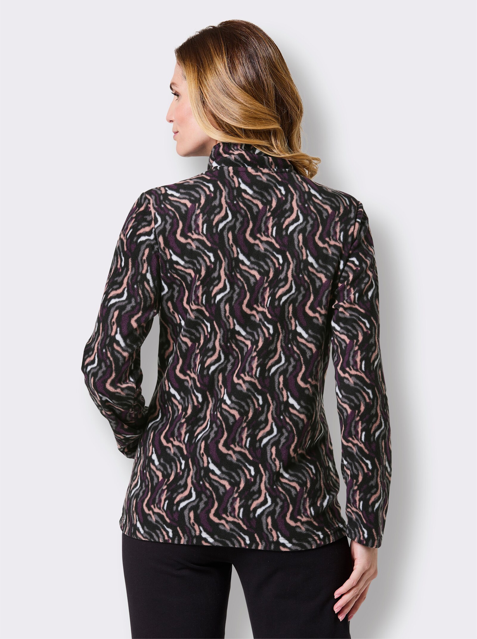 Catamaran Sports Fleeceshirt mit 2 Leistentaschen - schwarz-gemustert