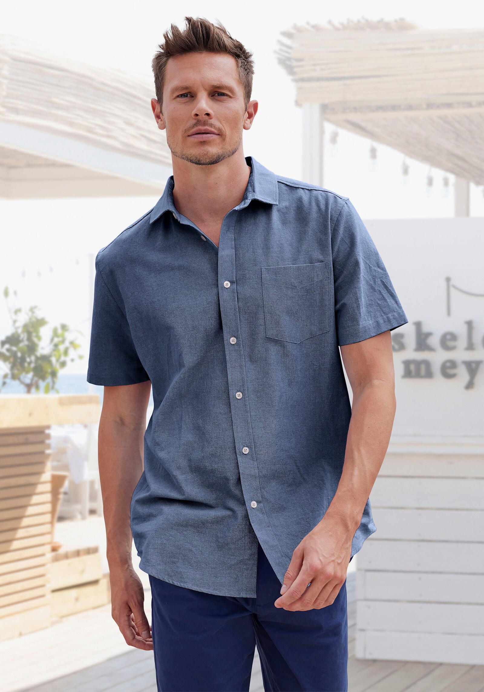 H.I.S Kurzarmhemd - dunkelblau