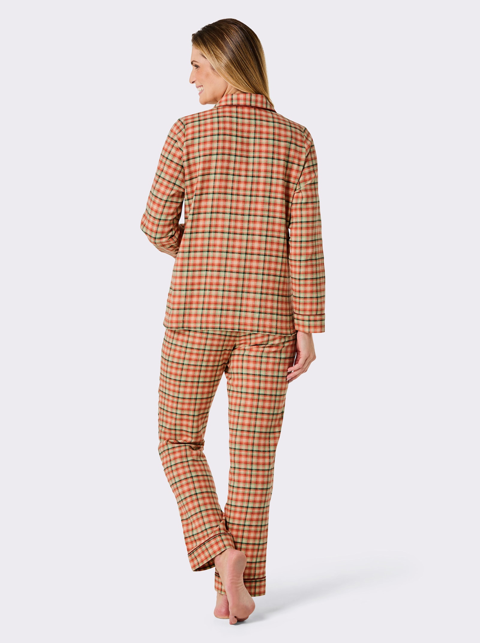 wäschepur Pyjama - papaya-eucalyptus-kariert