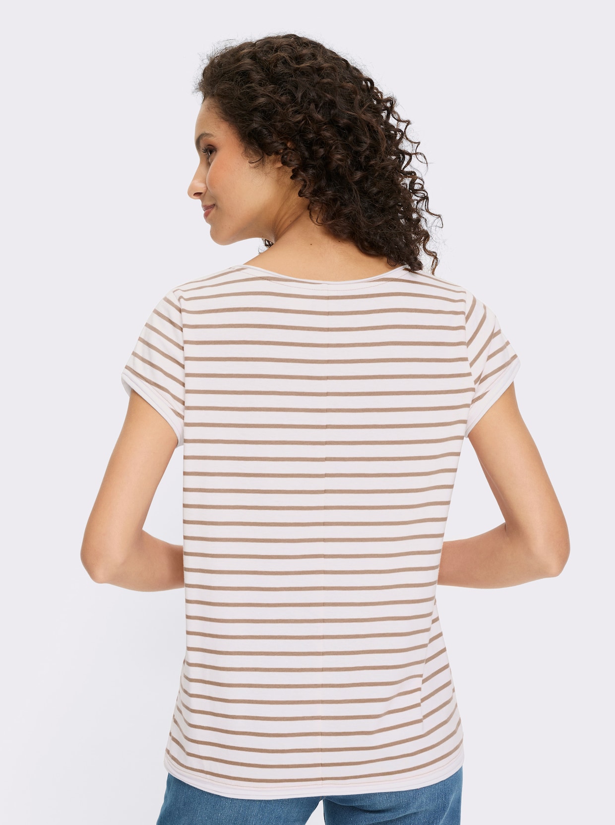 heine T-shirt - blanc-sésame à rayures fines
