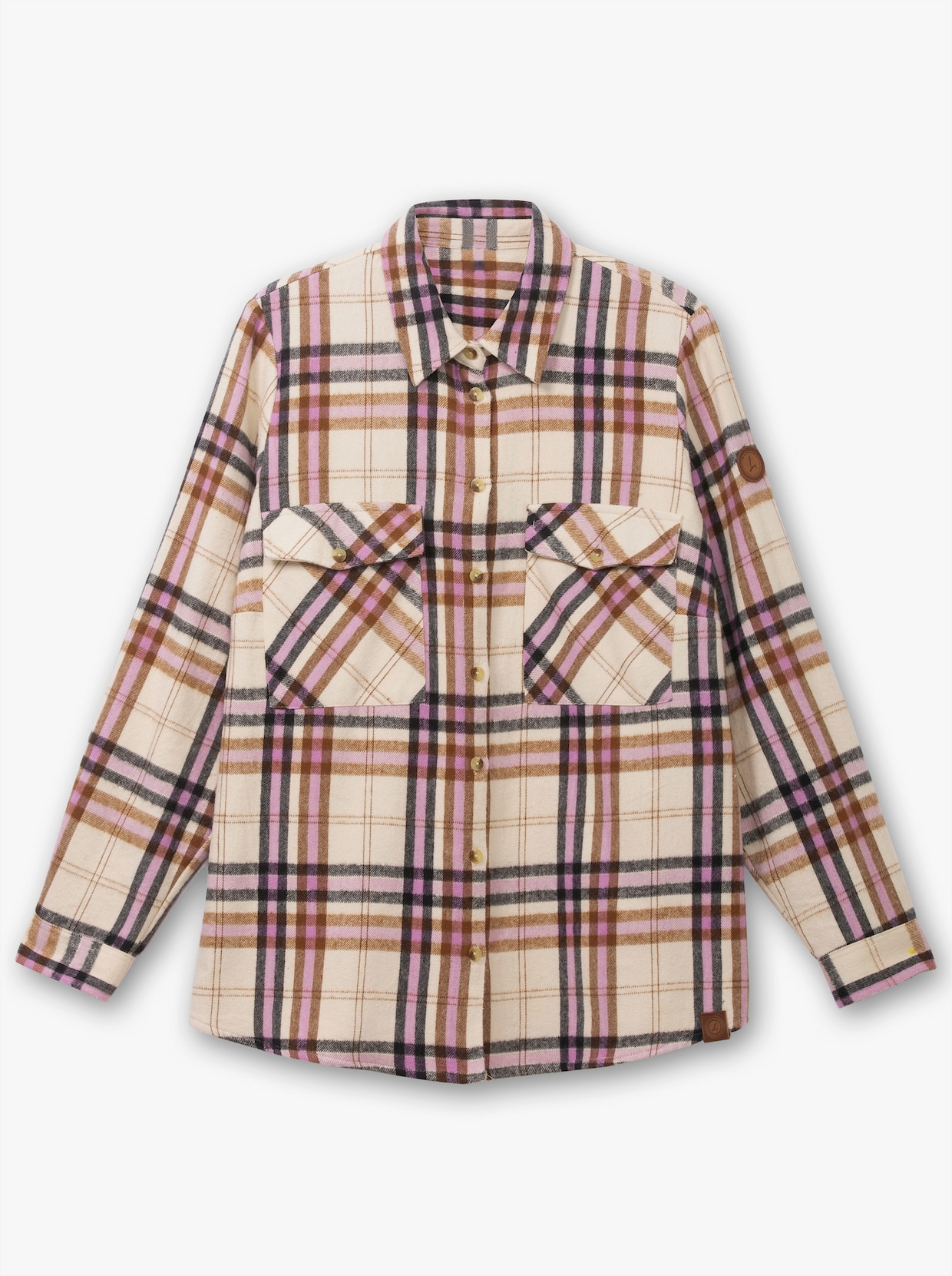 Flanellbluse mit mehrfarbigem Webkaro - orchidee-elfenbein-kariert