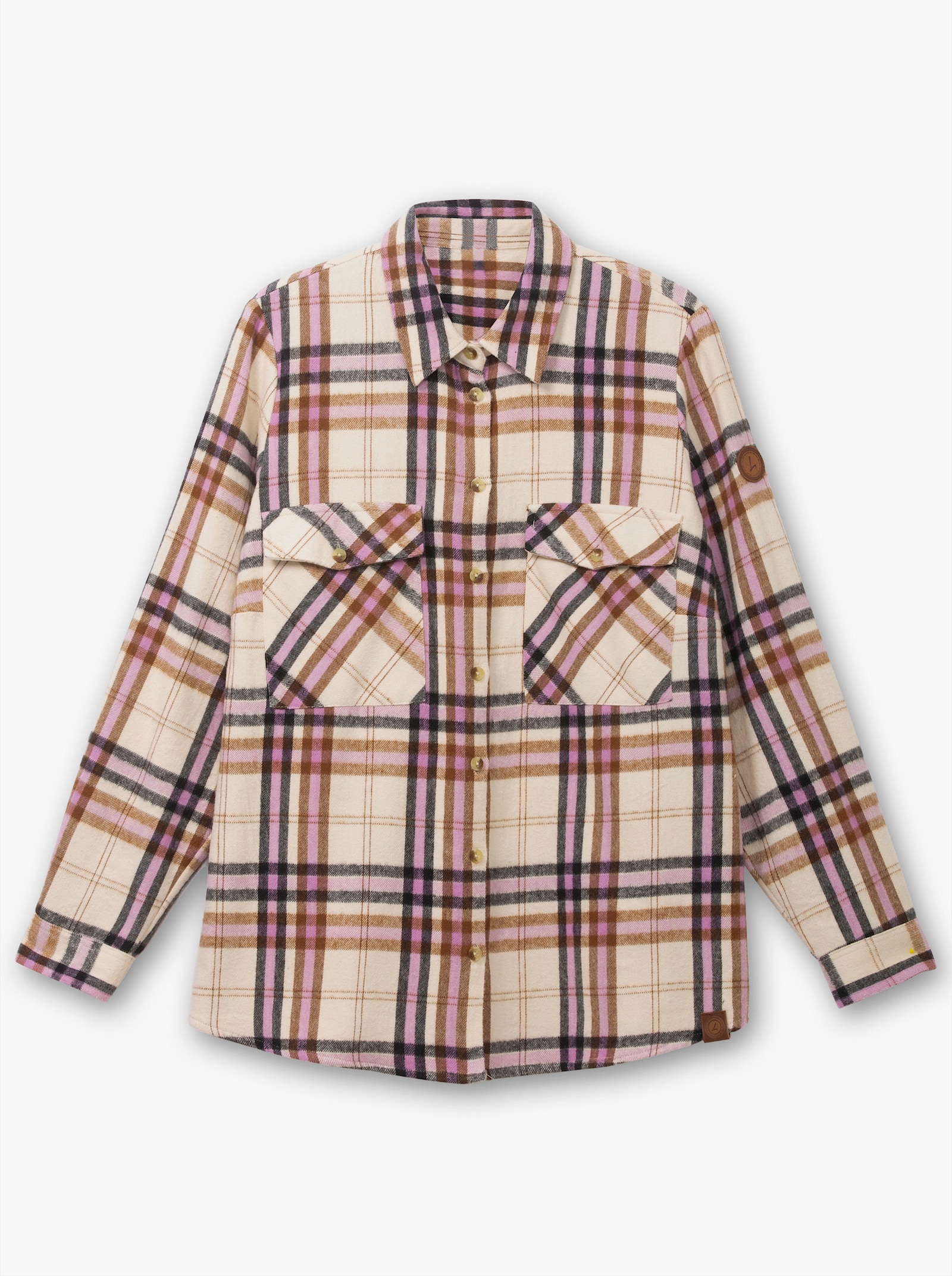 Flanellbluse mit mehrfarbigem Webkaro - orchidee-elfenbein-kariert