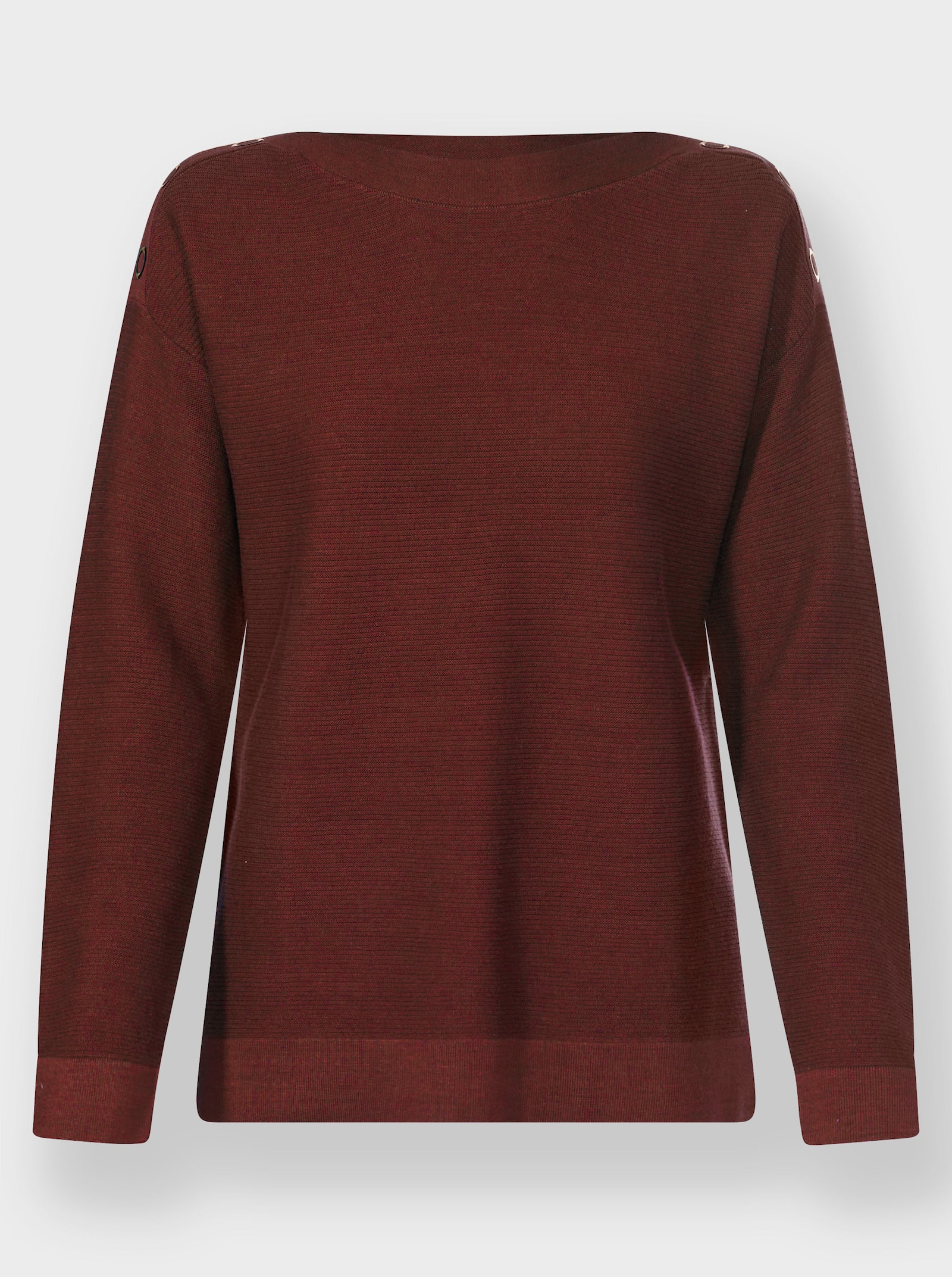 Strickpullover mit Ösenverzierung - rotbraun