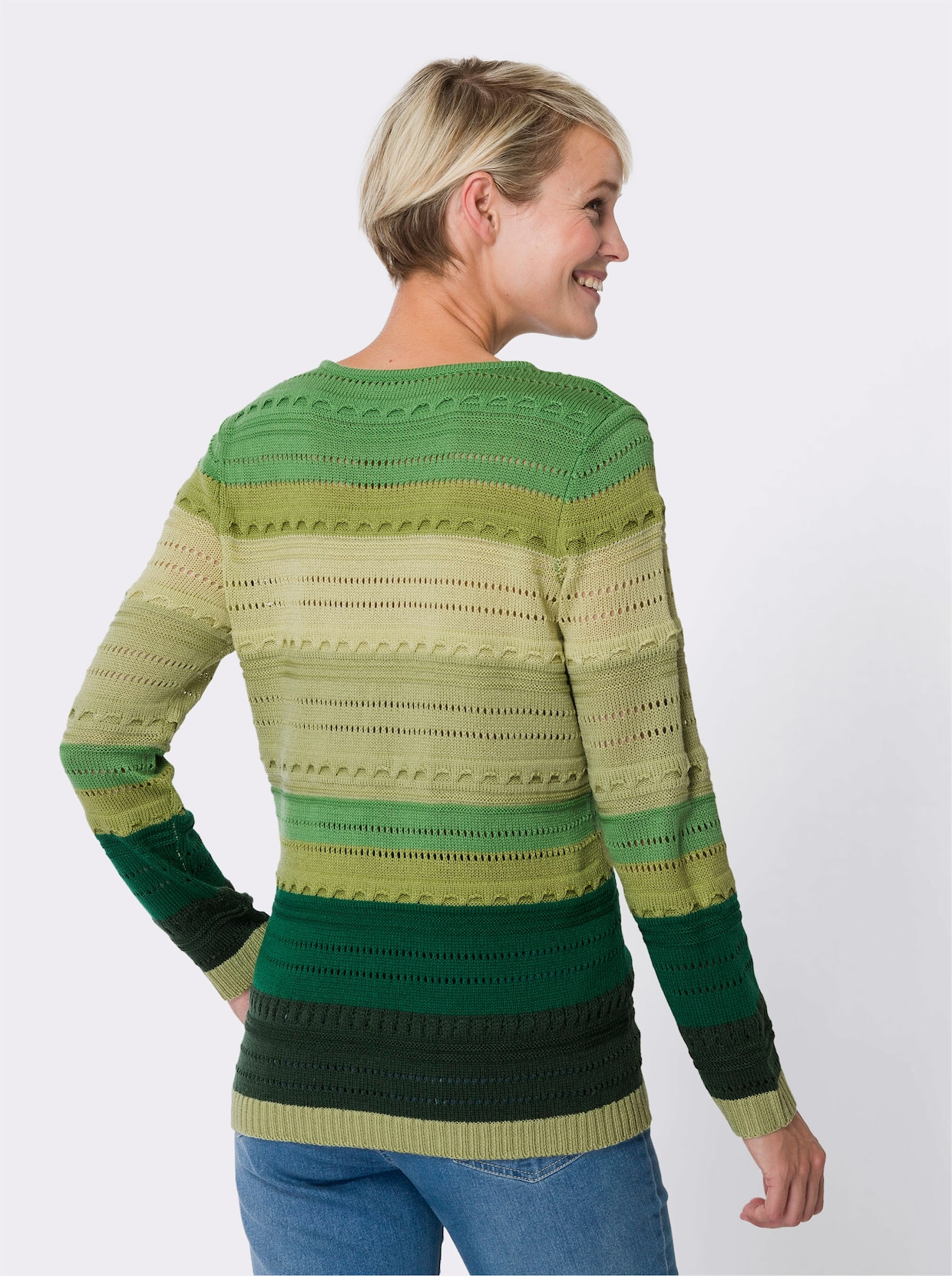 Ajourpullover - lindegroen/appelgroen gedessineerd