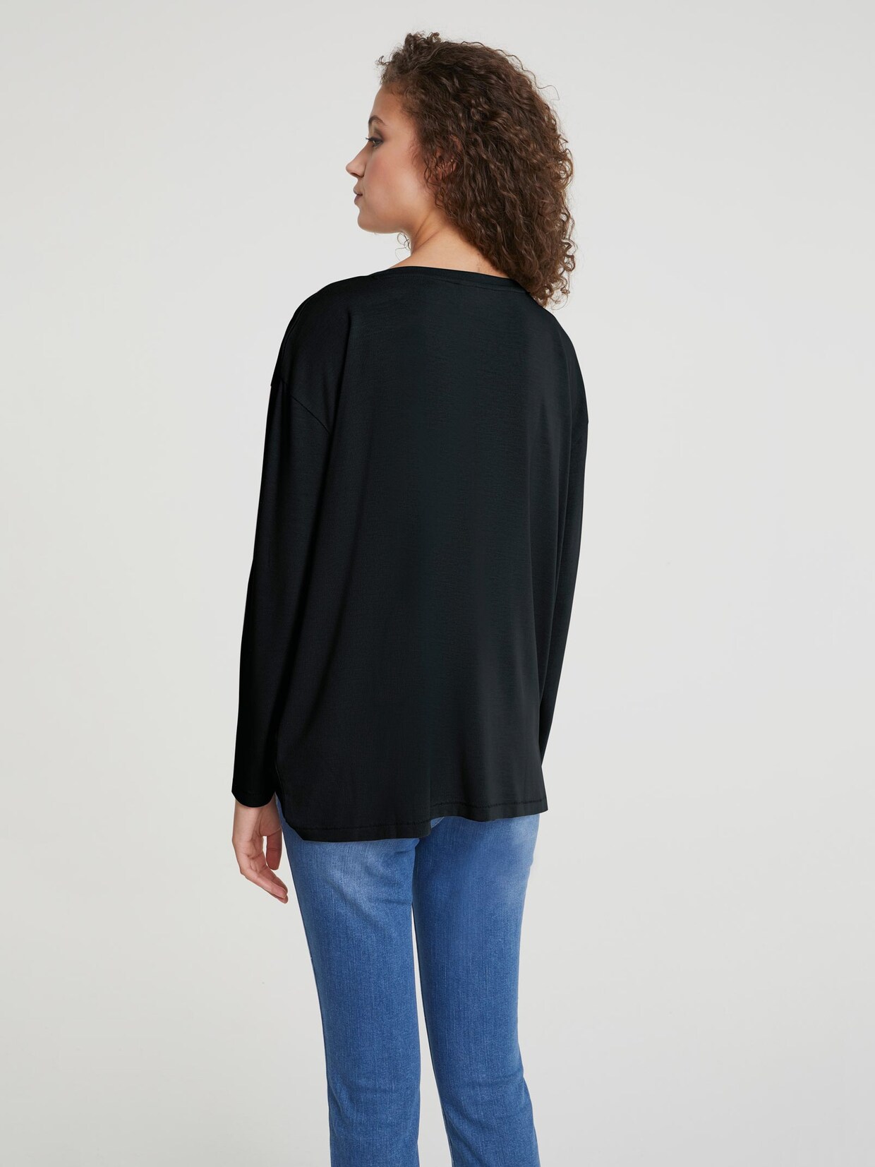 Linea Tesini Rundhals-Shirt - schwarz