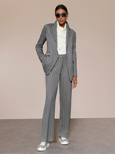 Jerseyblazer im Fischgrat-Dessin - grau-anthrazit-gemustert