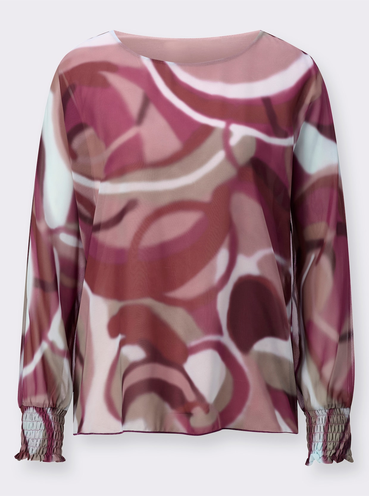 Georgettebluse - ecru-erika-bedruckt