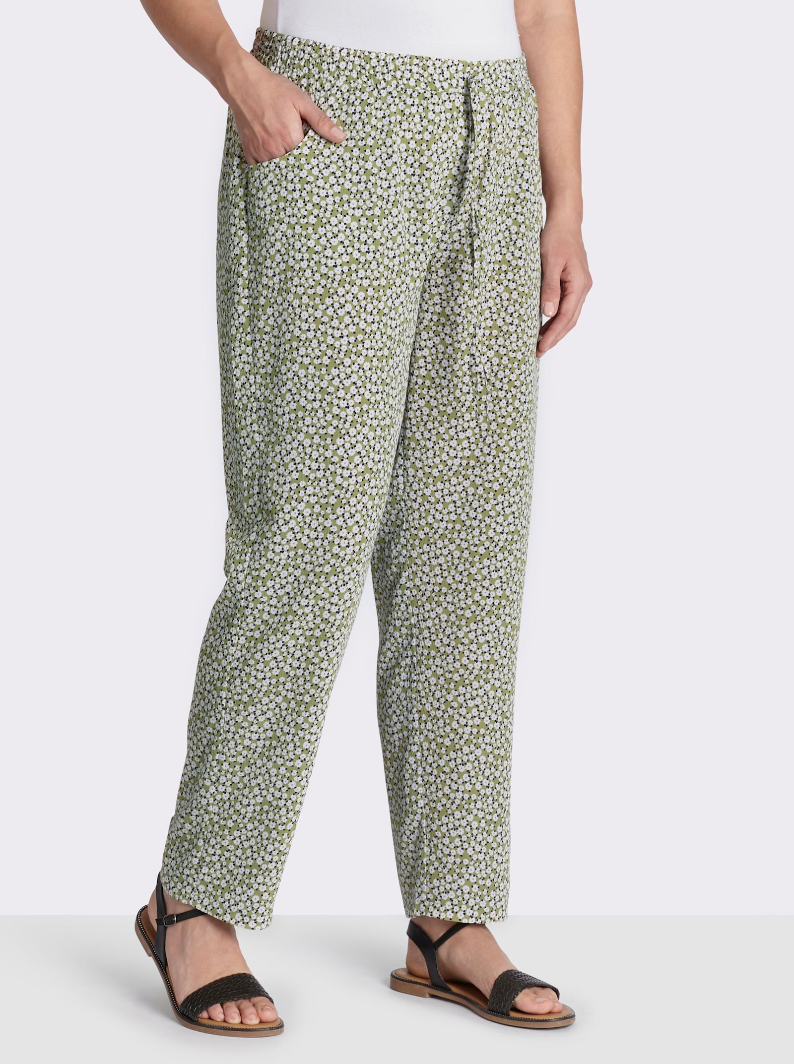 Schlupfhose im Doppelpack - schilf + schilf-weiß-bedruckt