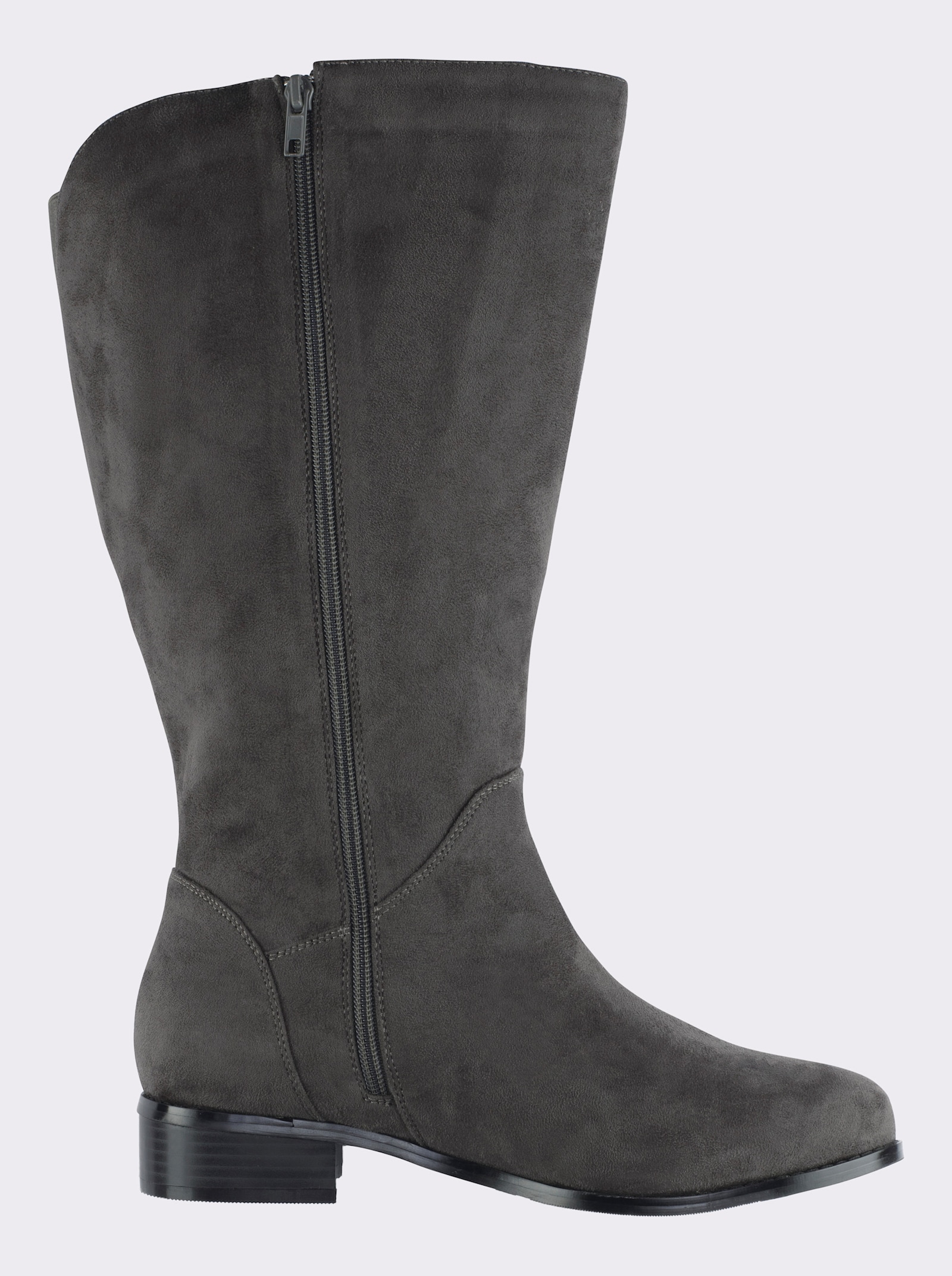 sheego Weitschaftstiefel in Wildleder-Optik - grau