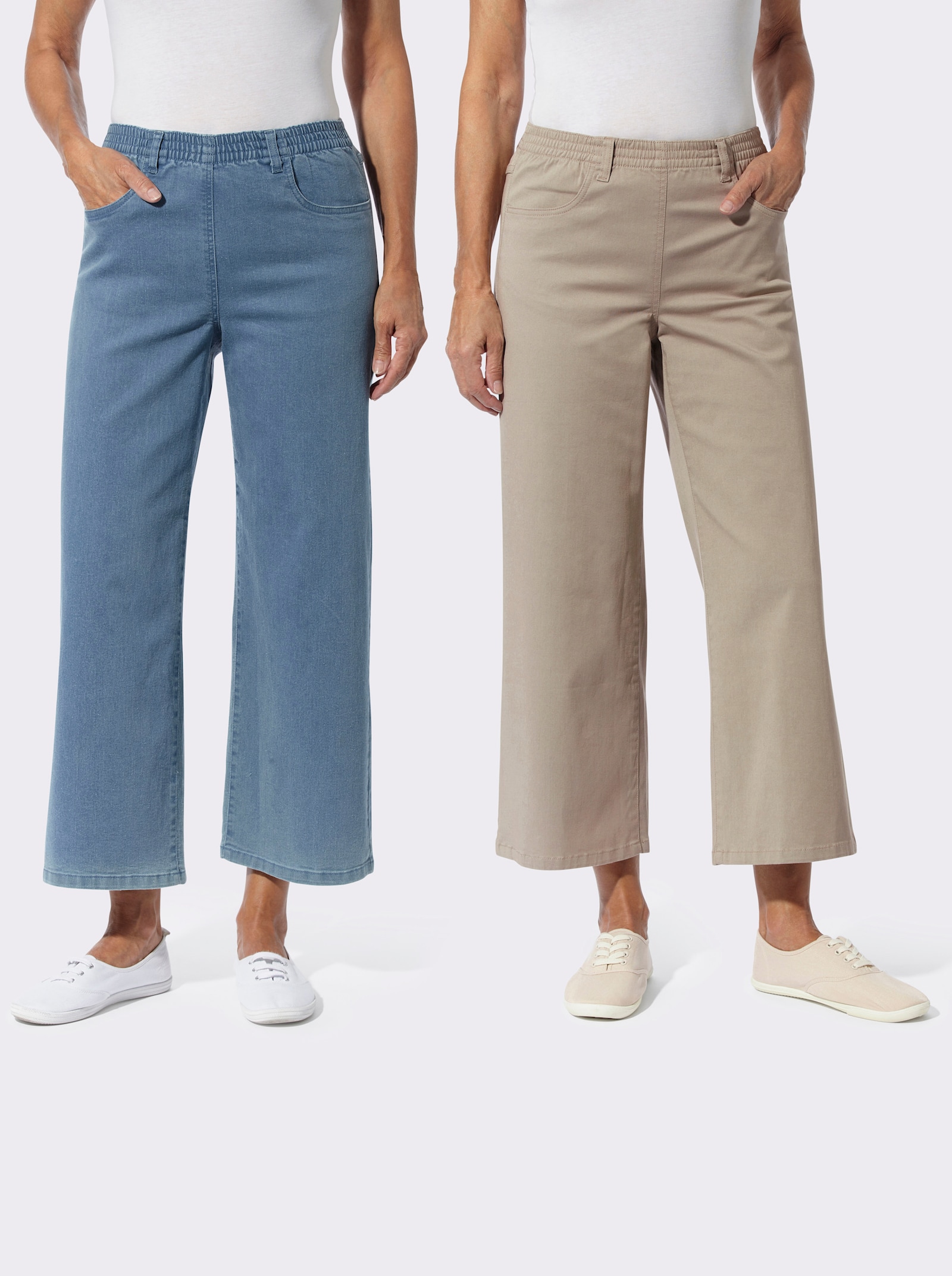 7/8-Jeans im Doppelpack - blue-bleached + sesam