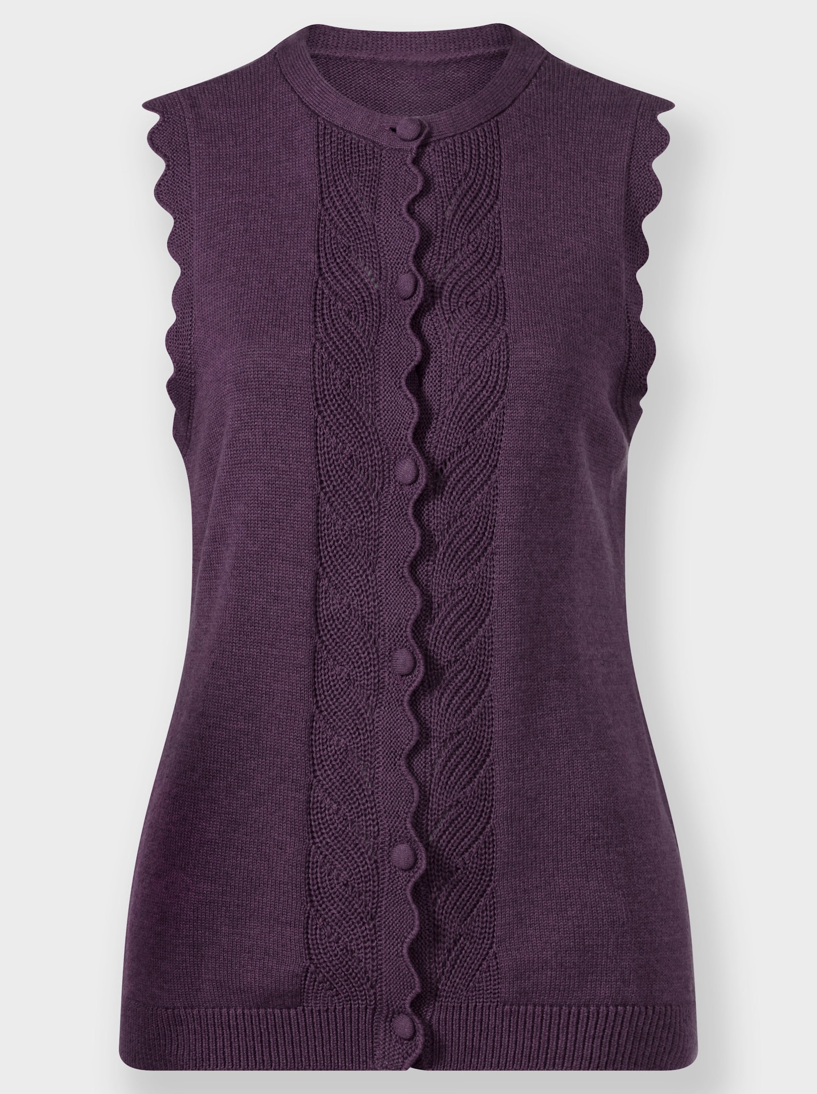Strickweste mit stricküberzogenen Knöpfen - traube-meliert