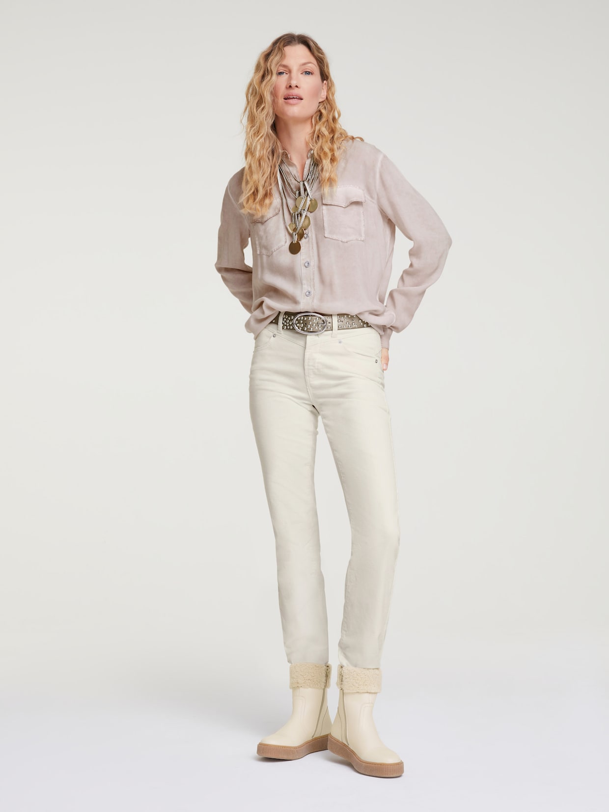 heine Pantalon en velours côtelé - offwhite