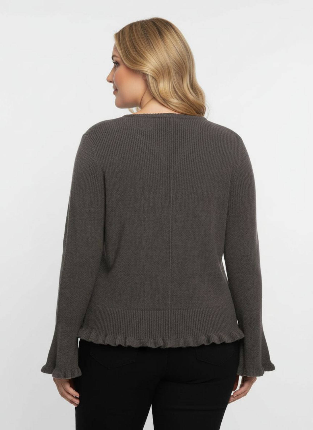 Strickjacke mit Druckknöpfen - graphit