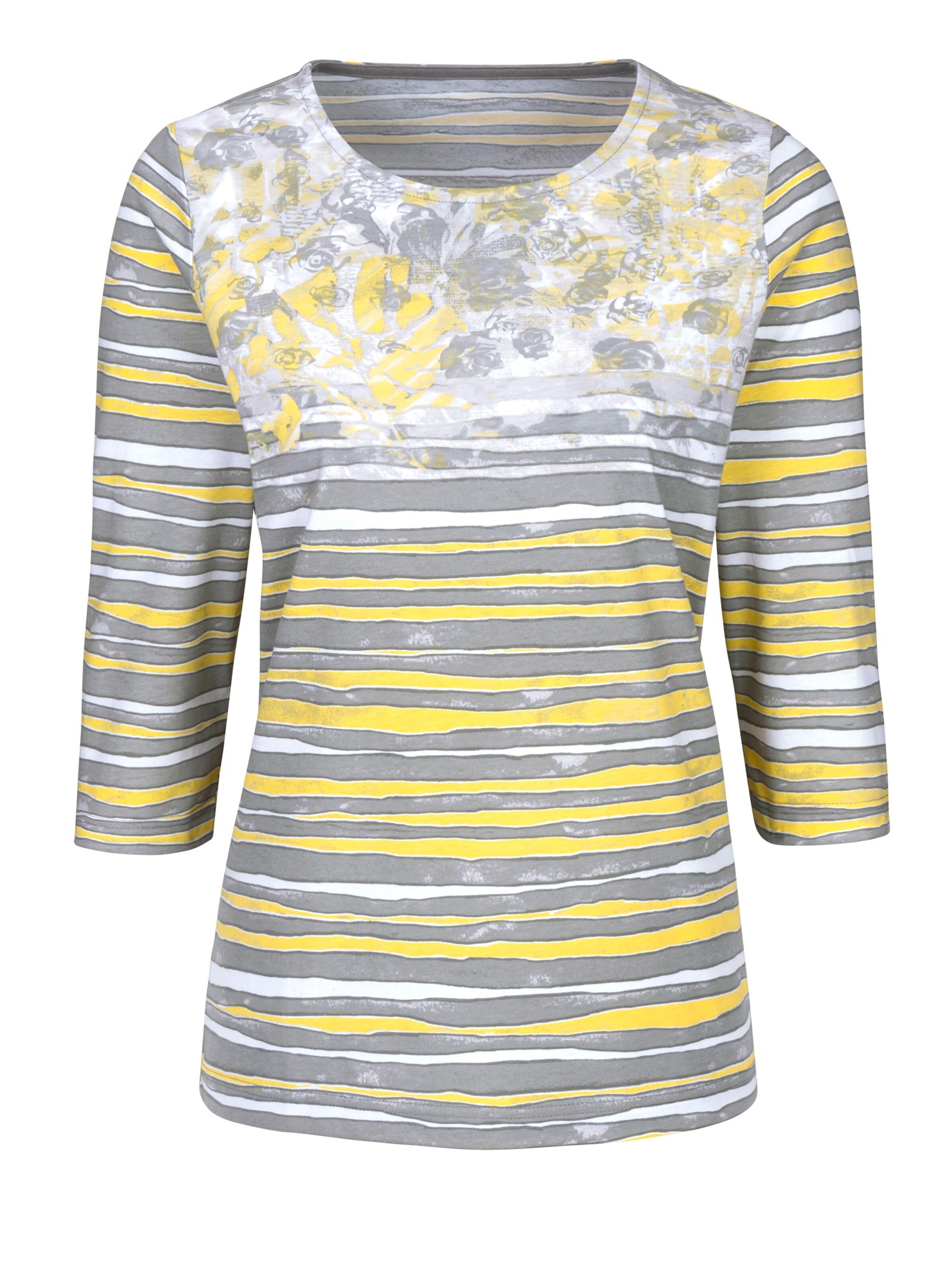 Shirt - gelb-taupe-bedruckt