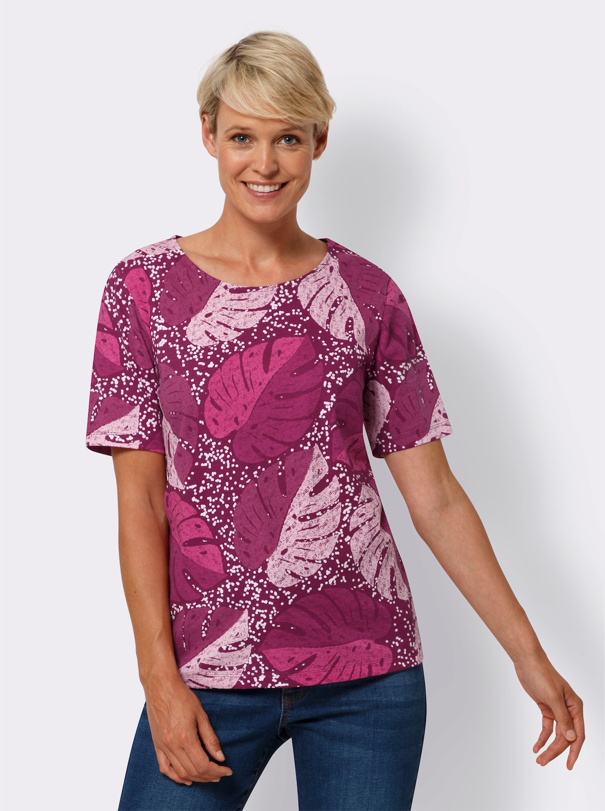 Shirt met korte mouwen - mauve/wit bedrukt