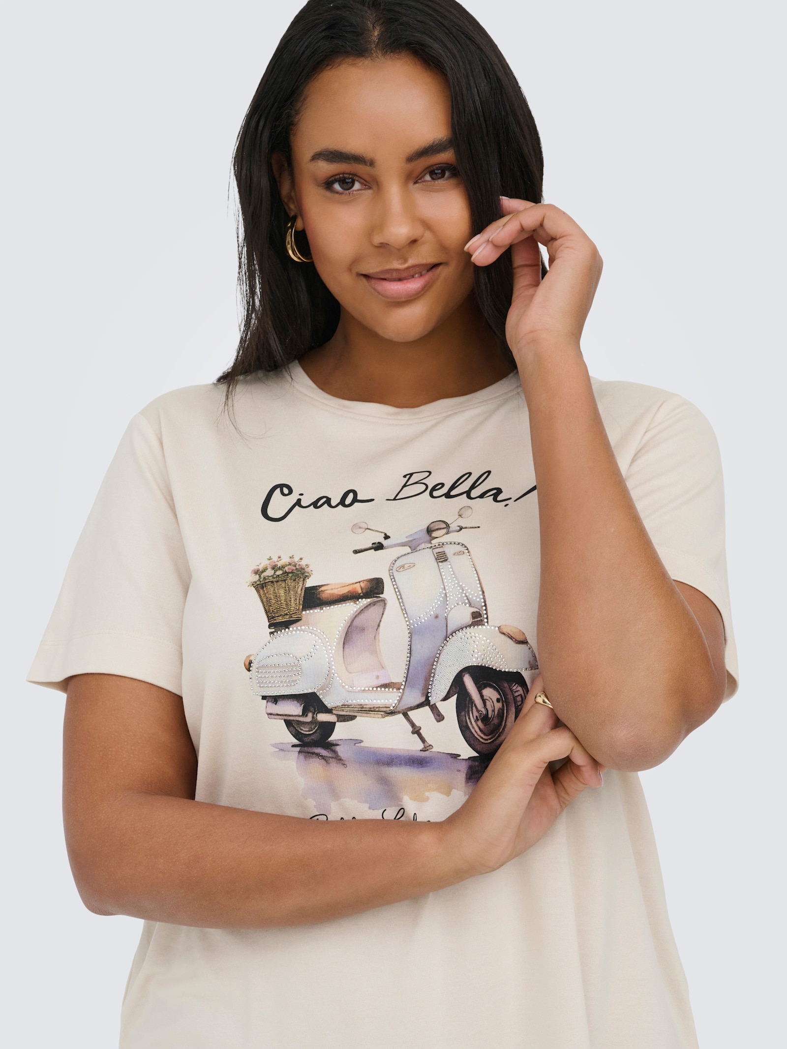 ONLY CARMAKOMA T-Shirt - oatmeal print:scooter