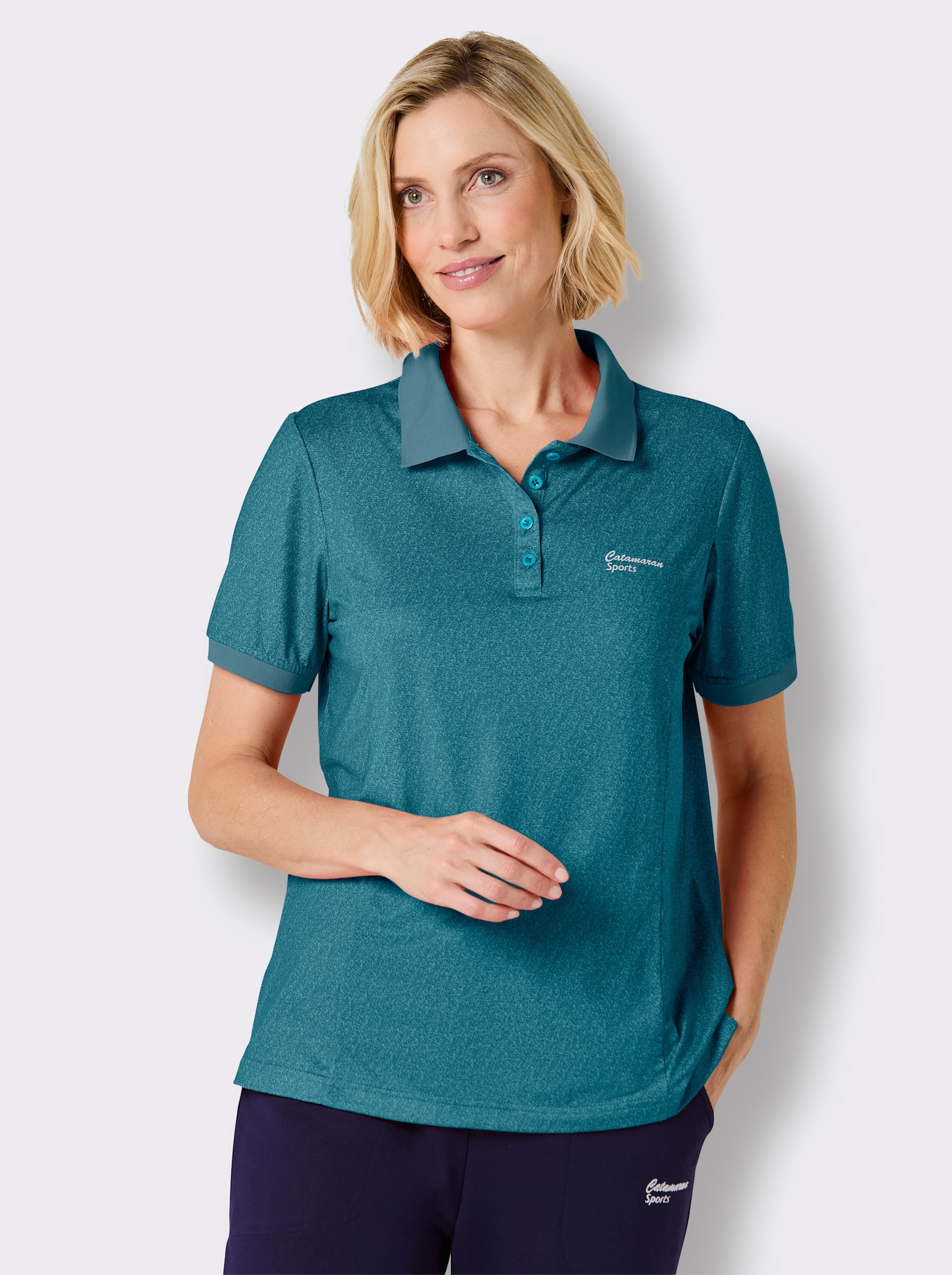 Catamaran Sports Funktionsshirt mit Seitenschlitzen - türkis-meliert