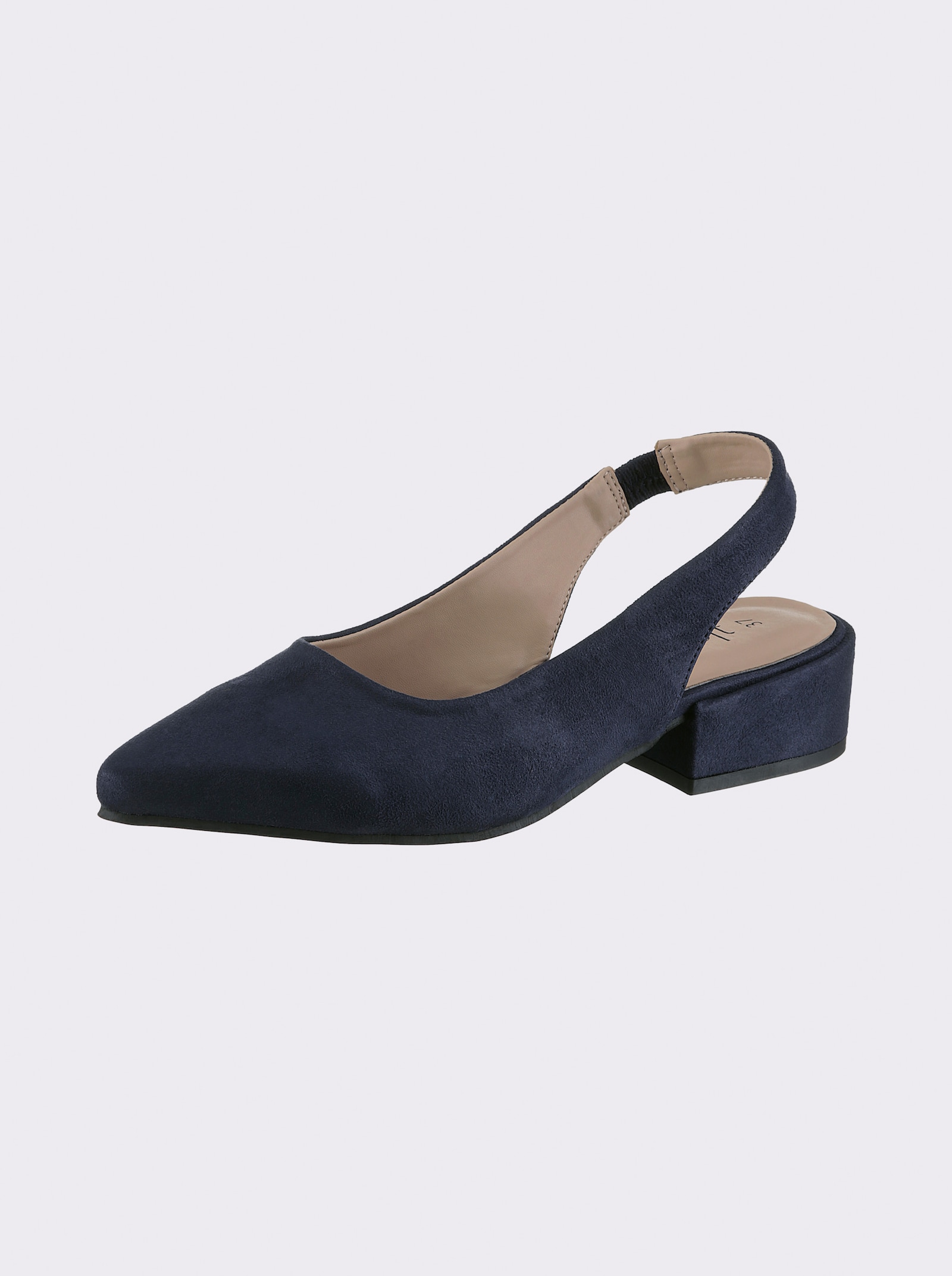 Slingbackpumps med resårband - mörkblå