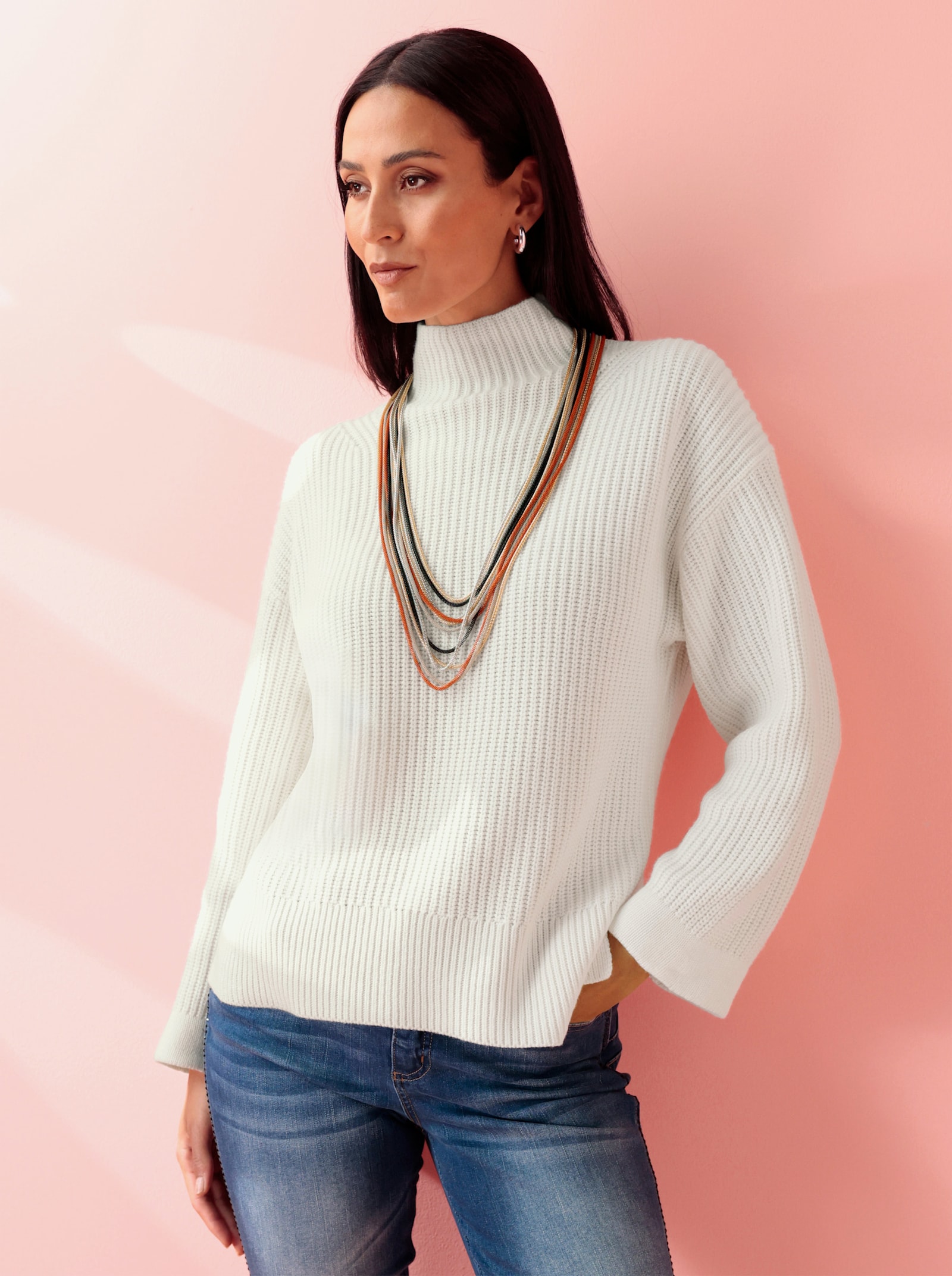 heine Strickpullover mit Seitenschlitzen - ecru