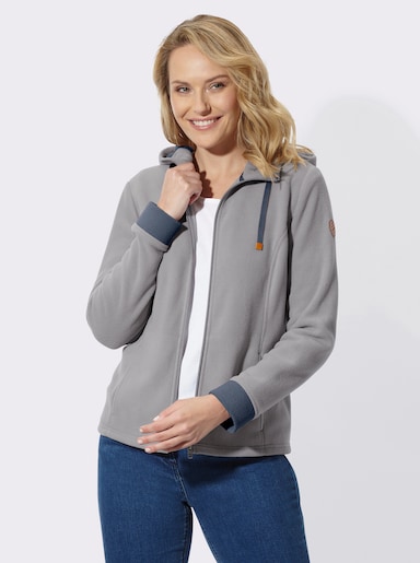 Fleecejacke mit Kapuze - steingrau-rauchblau
