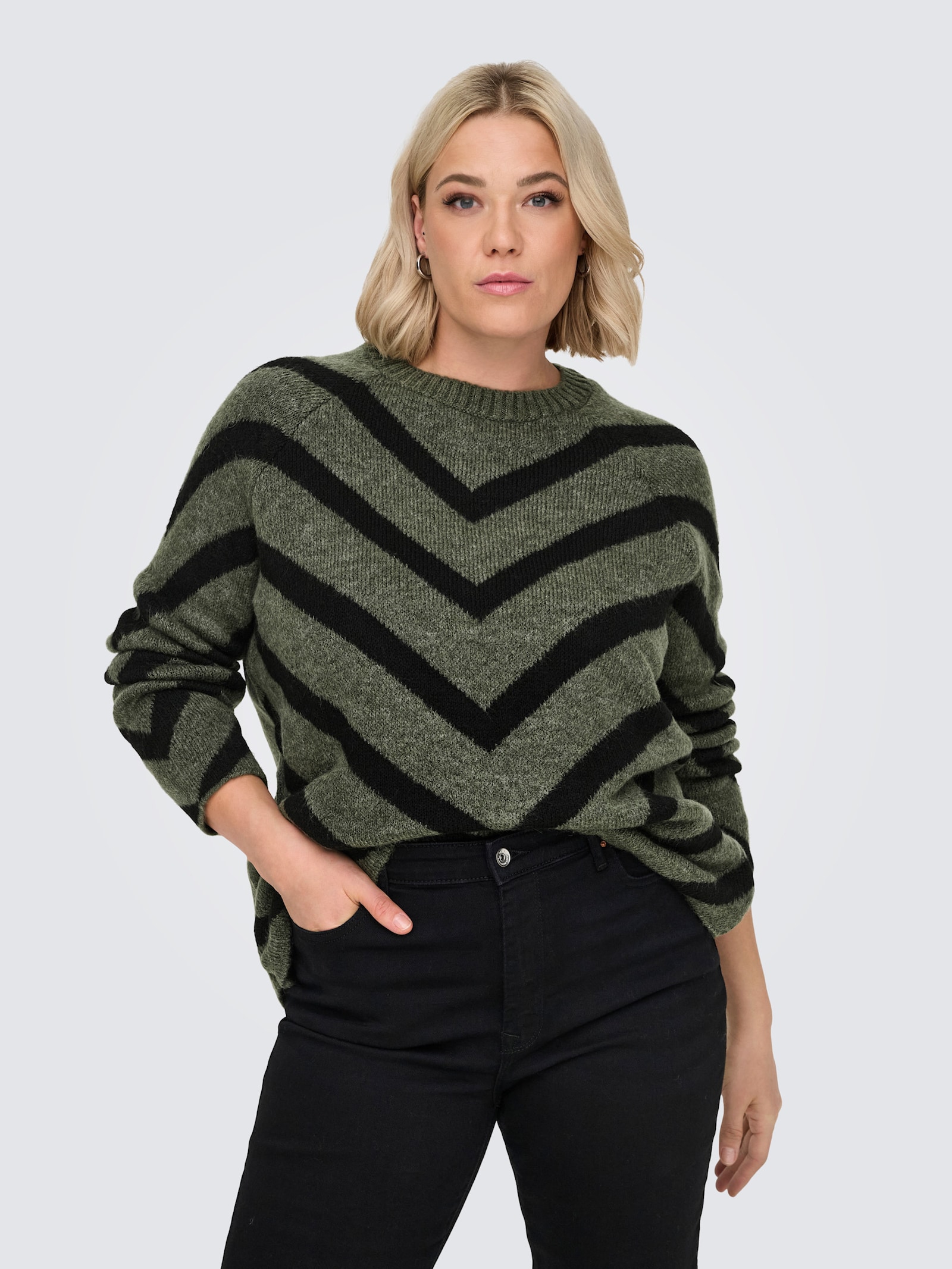 ONLY CARMAKOMA Strickpullover - lizard detail:w /black