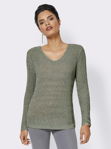 Strickpullover aus Bändchengarn - grün